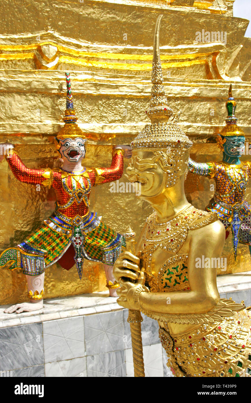 Sculpture in the Wat Phra Kaeo the Temple of the Emerald Buddha in Bangkok, Thailand, Southeast Asia Stock Photo