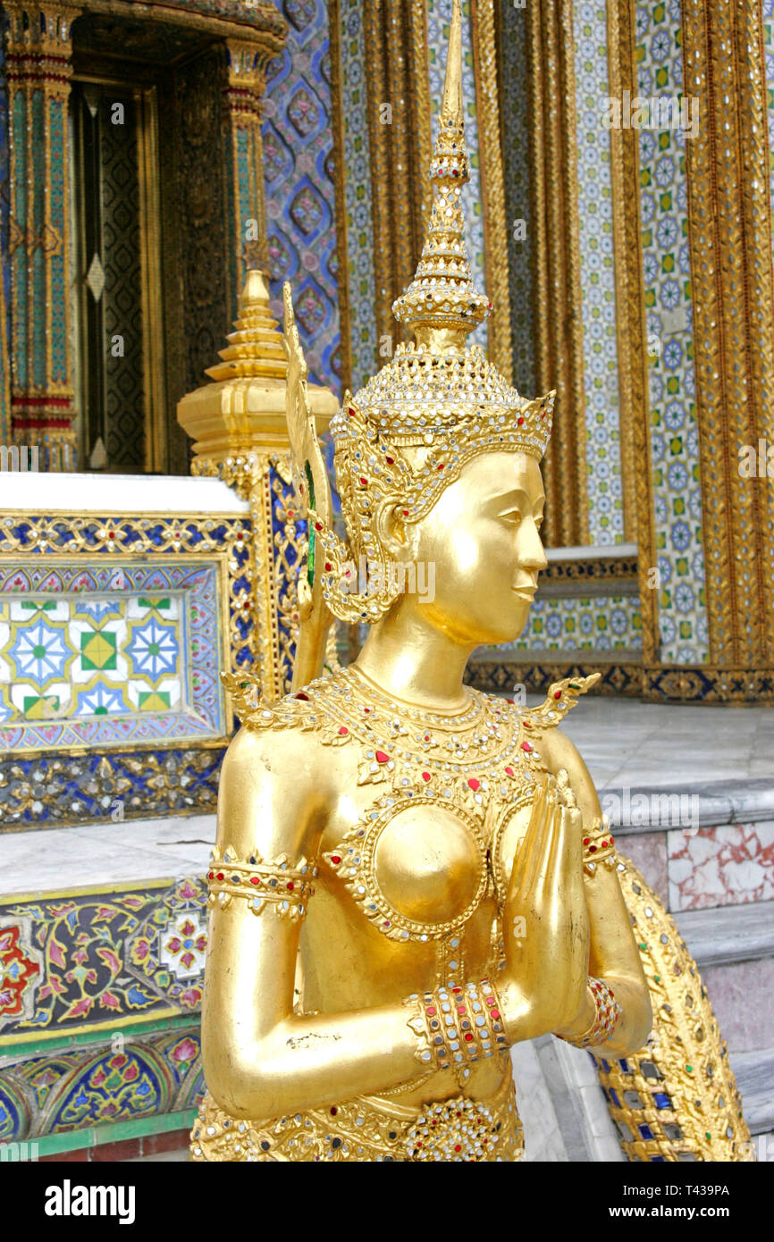Sculpture in the Wat Phra Kaeo the Temple of the Emerald Buddha in Bangkok, Thailand, Southeast Asia Stock Photo
