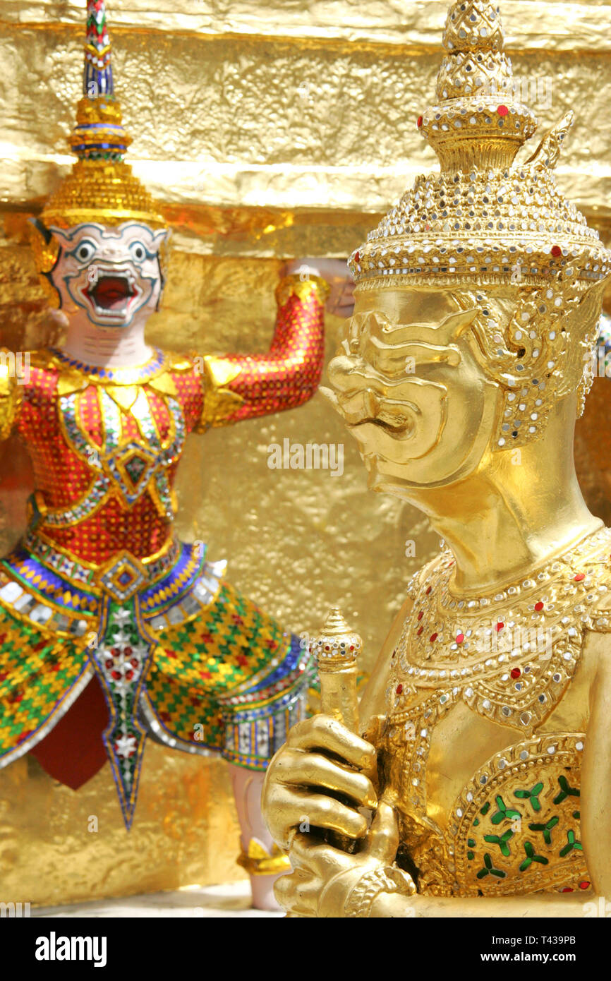 Sculpture in the Wat Phra Kaeo the Temple of the Emerald Buddha in Bangkok, Thailand, Southeast Asia Stock Photo