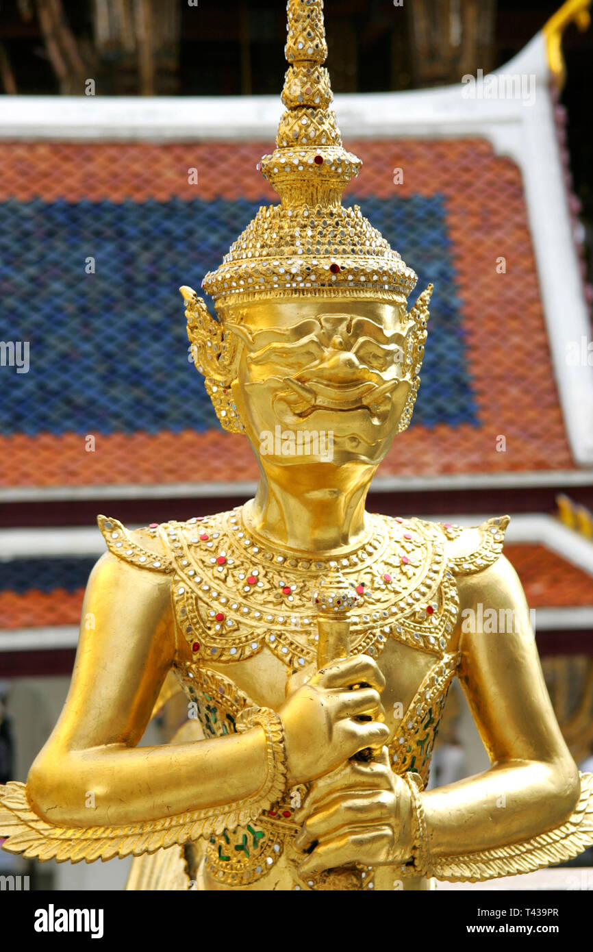 Sculpture in the Wat Phra Kaeo the Temple of the Emerald Buddha in Bangkok, Thailand, Southeast Asia Stock Photo