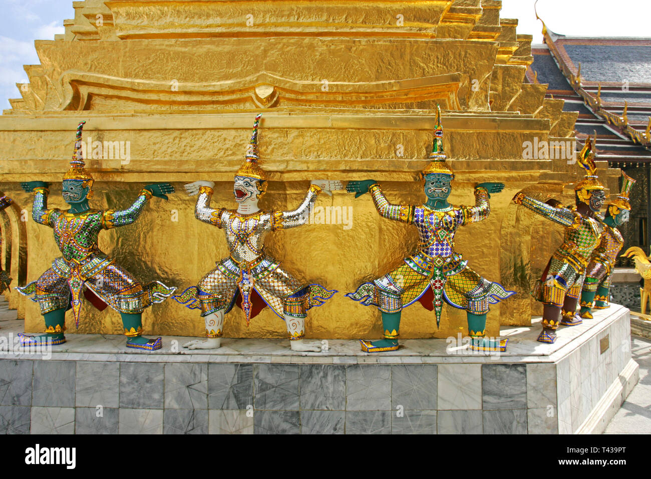 Sculpture in the Wat Phra Kaeo the Temple of the Emerald Buddha in Bangkok, Thailand, Southeast Asia Stock Photo