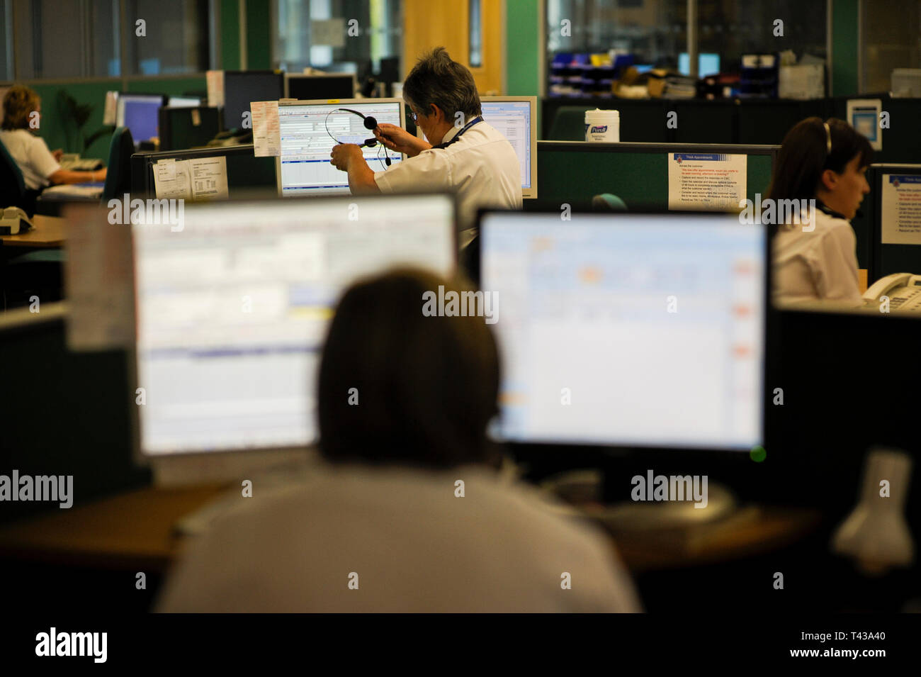 File photo dated 19/09/2011 of a police call centre. Hundreds of call handlers at Police Scotland could be forced to quit over cuts to pay and changes to working conditions, Willie Rennie has warned. Stock Photo