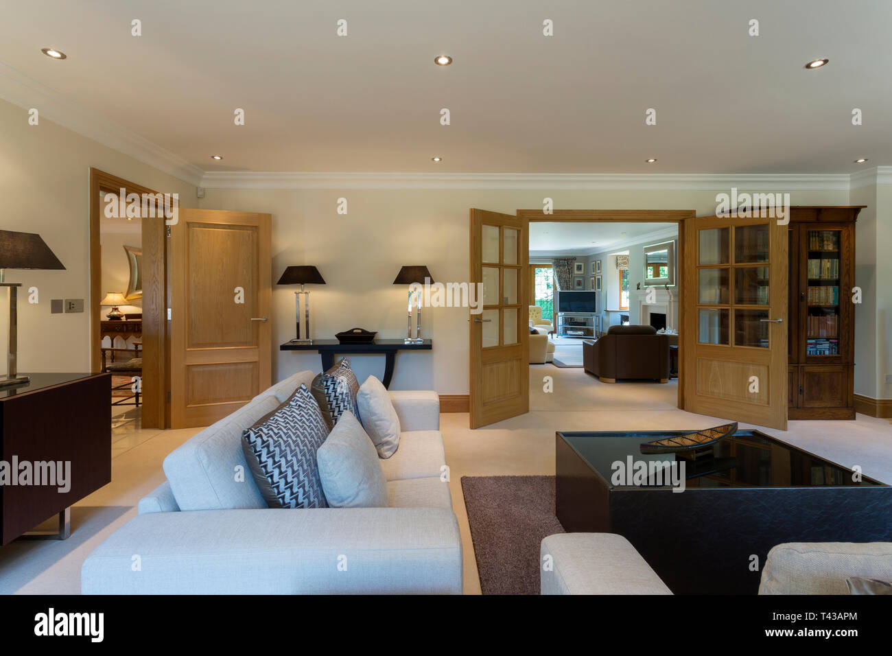 Sofa and tables in modern living room Stock Photo - Alamy