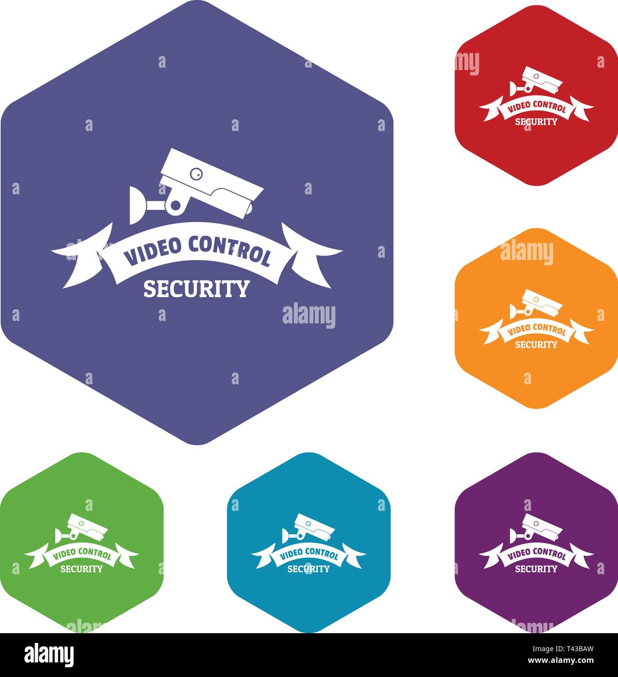 Video control icons vector hexahedron Stock Vector