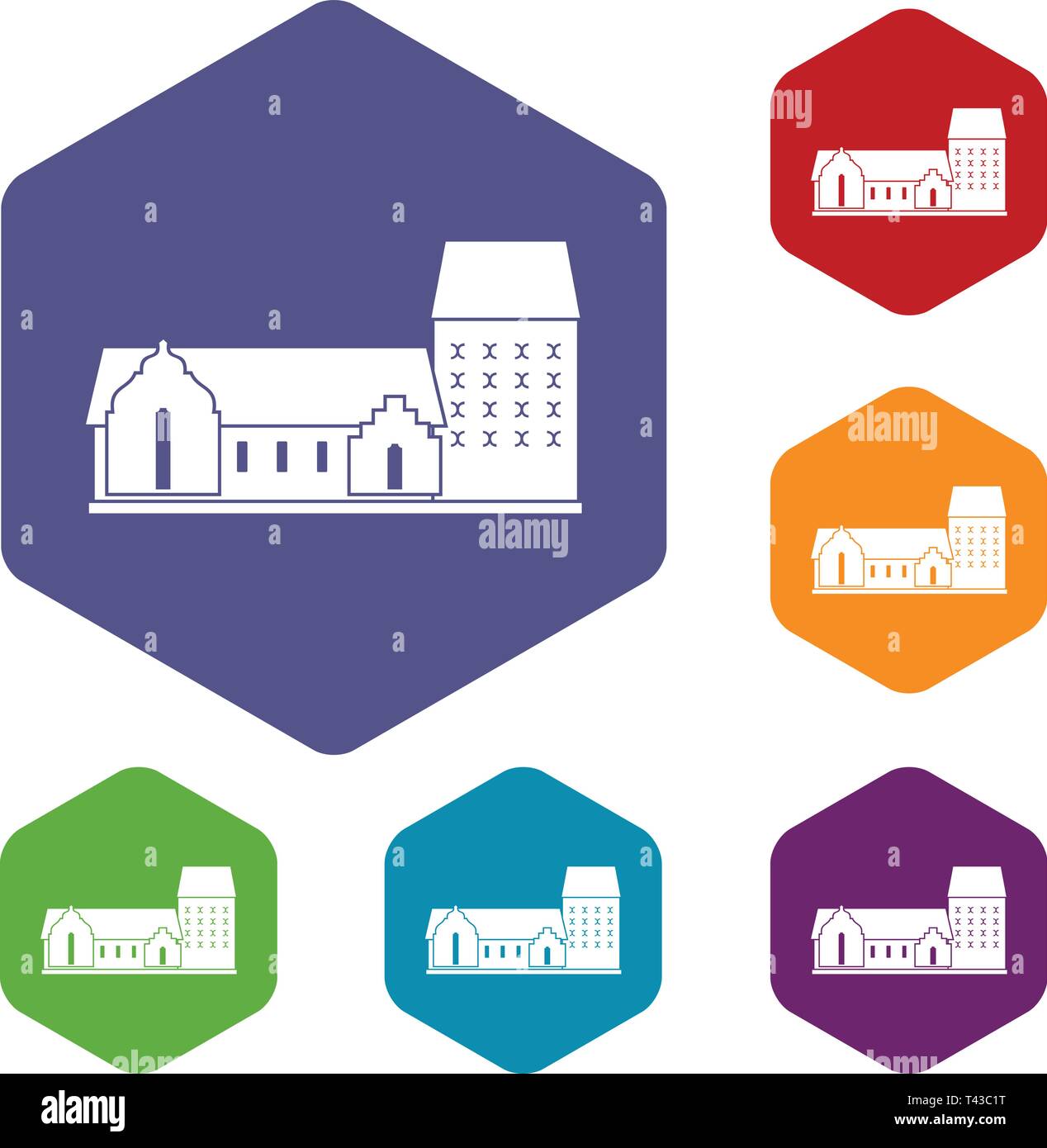 Hotel icons vector hexahedron Stock Vector