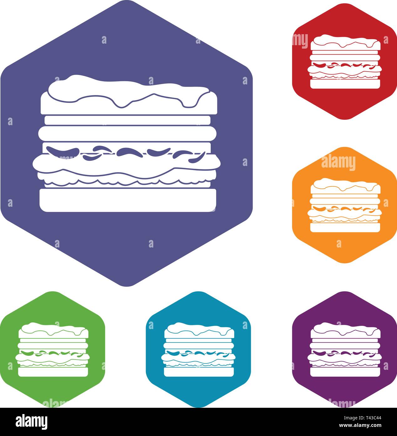 Burger icons vector hexahedron Stock Vector