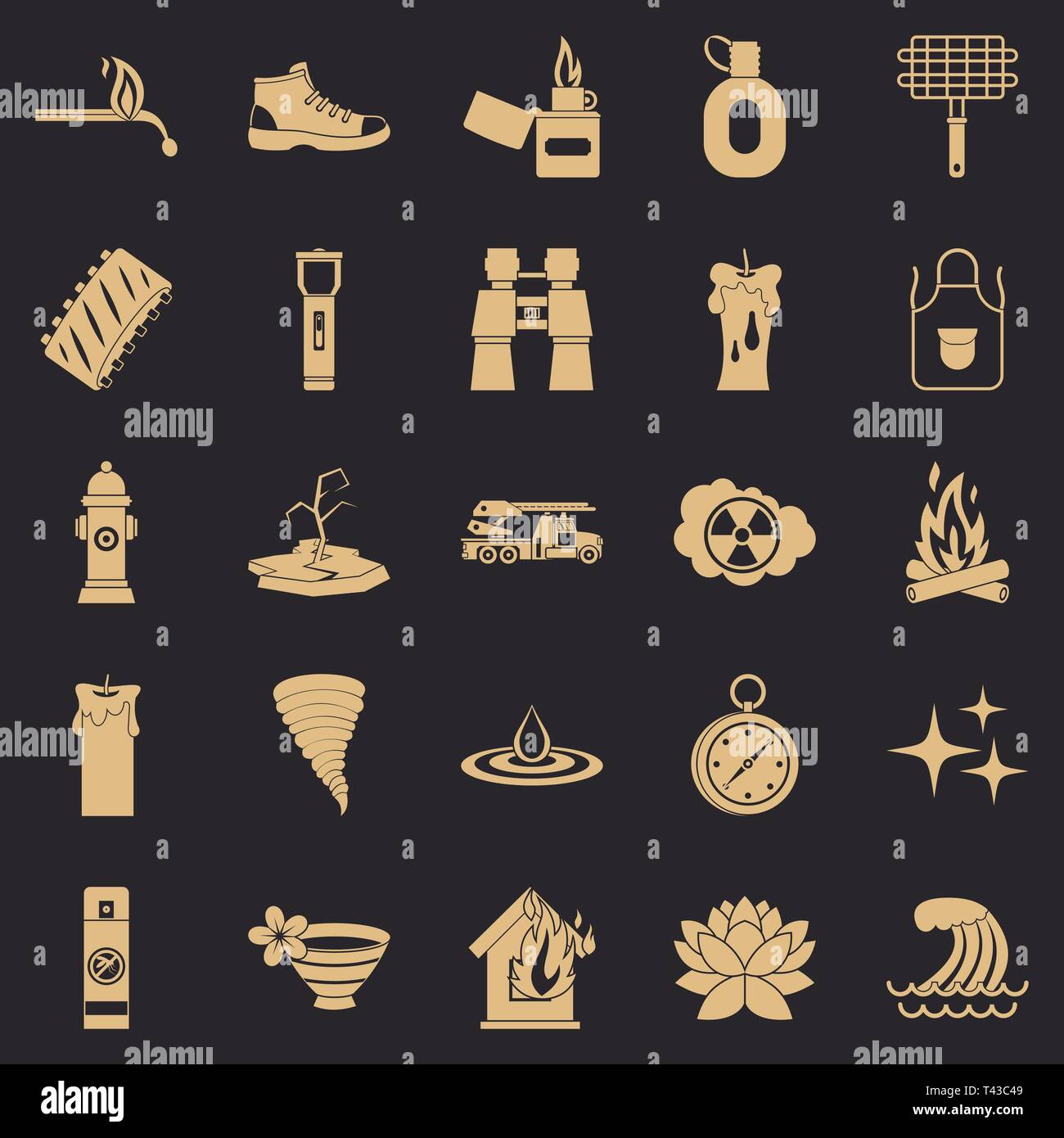 Disaster icons set, simple style Stock Vector Image & Art - Alamy