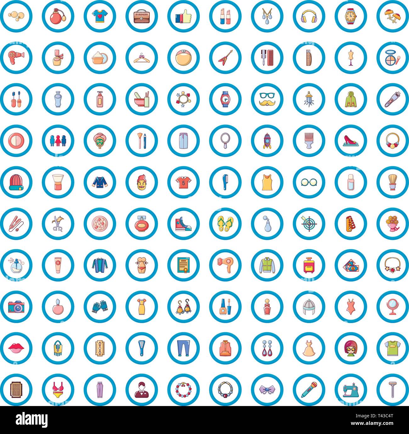 100 stylist icons set, cartoon style Stock Vector Image & Art - Alamy