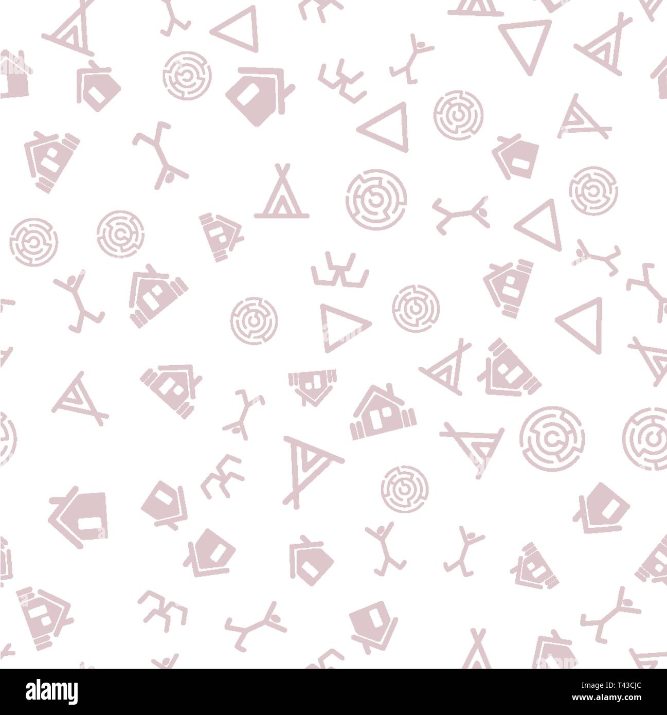 Vector flat  archaeological texture streamless pattern  on light background Stock Vector