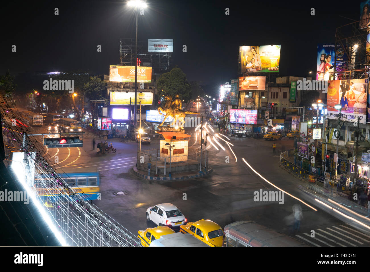 Horizontal aerial view of Shyambazar in Kolkata aka Calcutta, India. Stock Photo