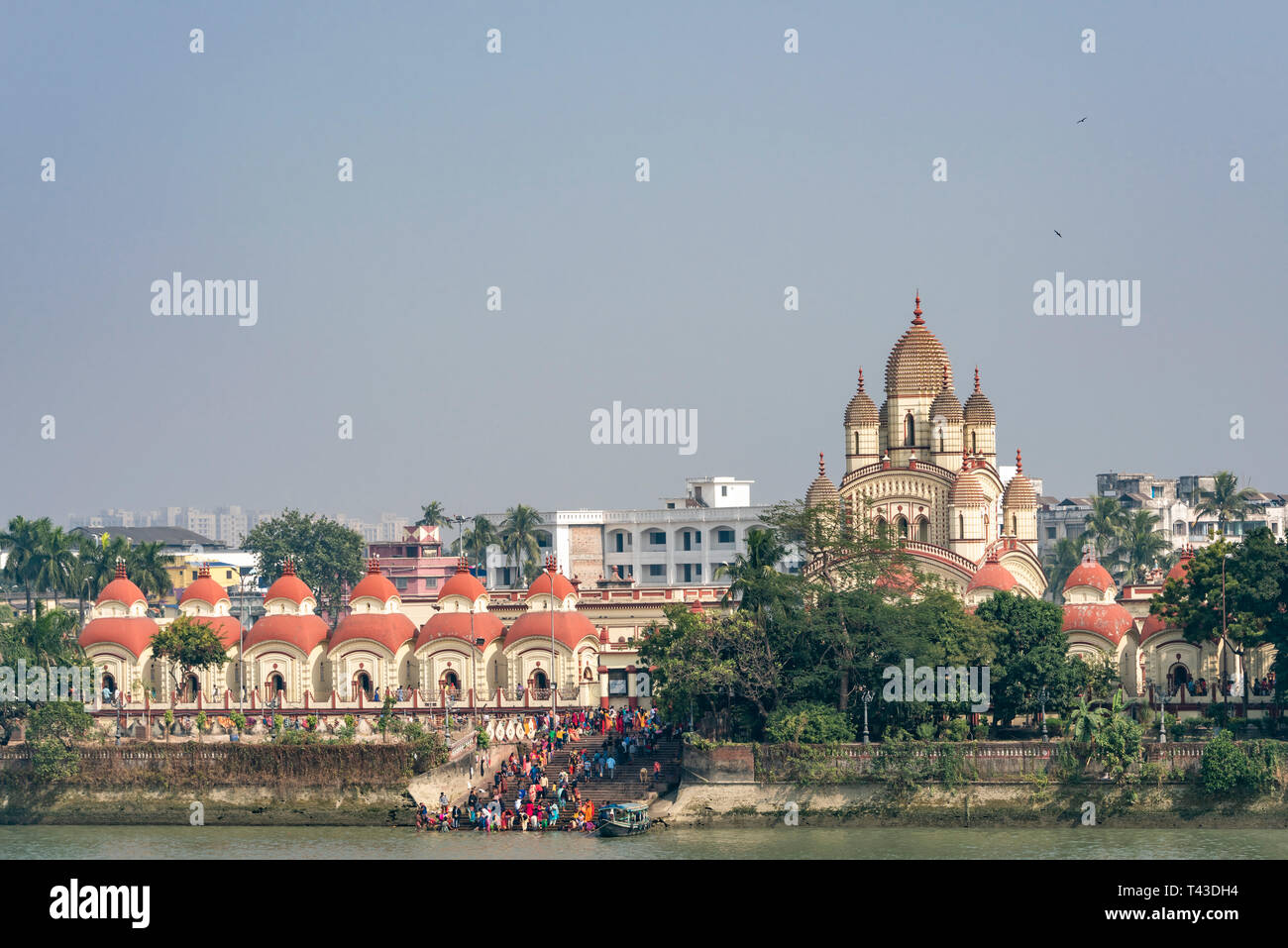 Horizontal view of the Dakshineswar Kali Temple in Kolkata aka Calcutta, India. Stock Photo