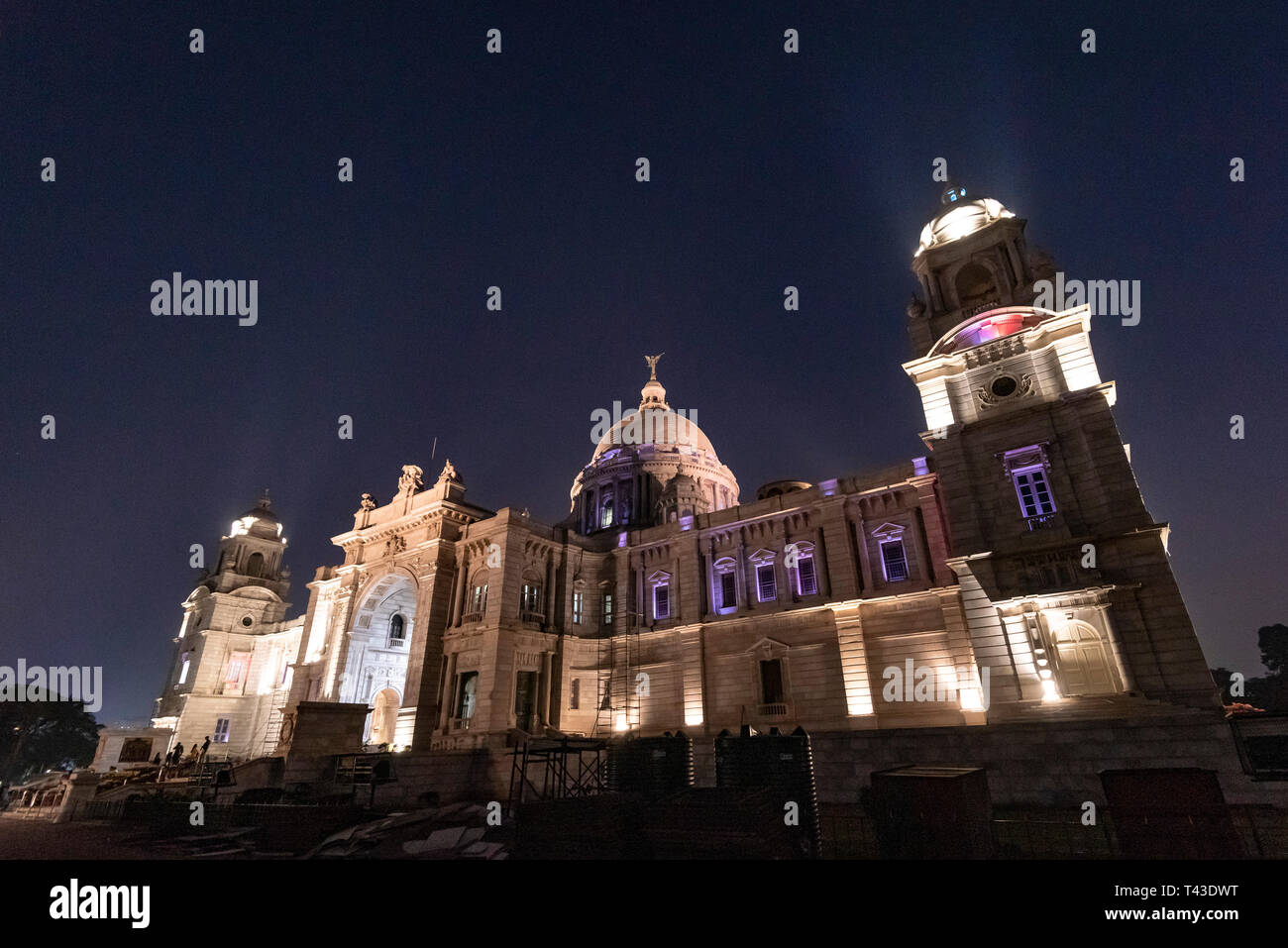 Horizontal view of the Queen Victoria Memorial at sunset in Kolkata aka Calcutta, India. Stock Photo