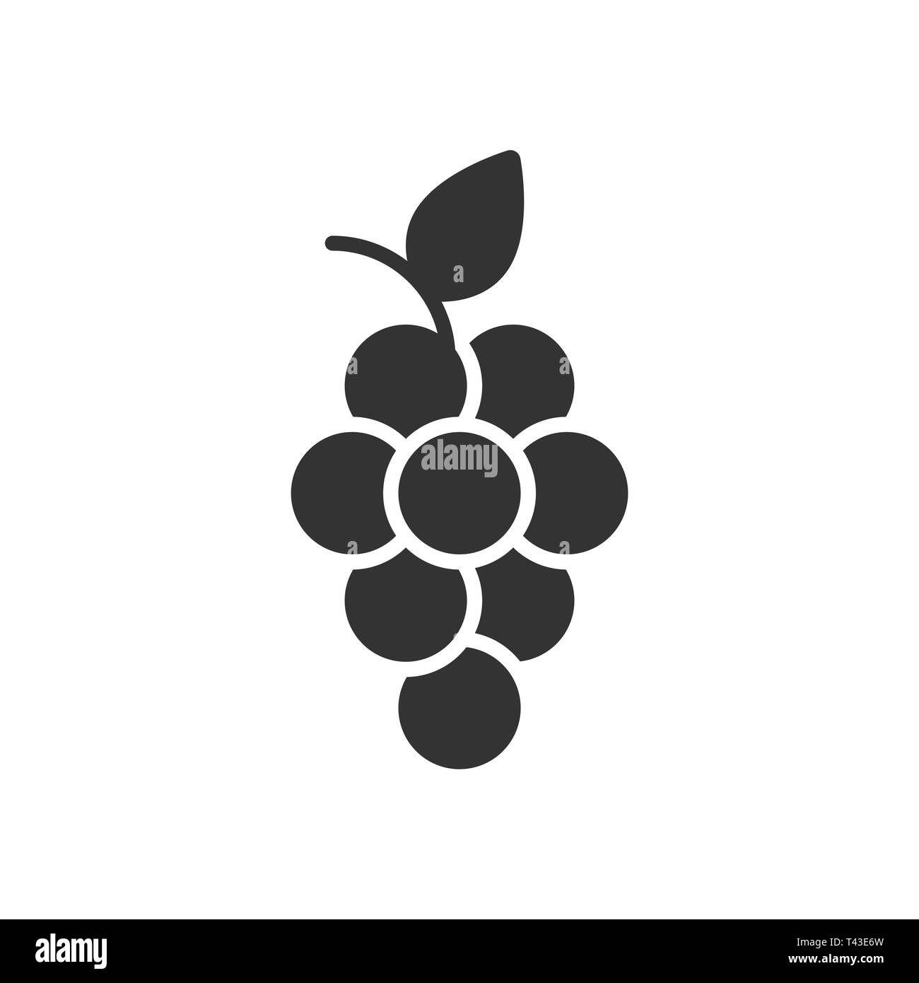 Grape fruits sign icon in flat style. Grapevine vector illustration on white isolated background. Wine grapes business concept. Stock Vector