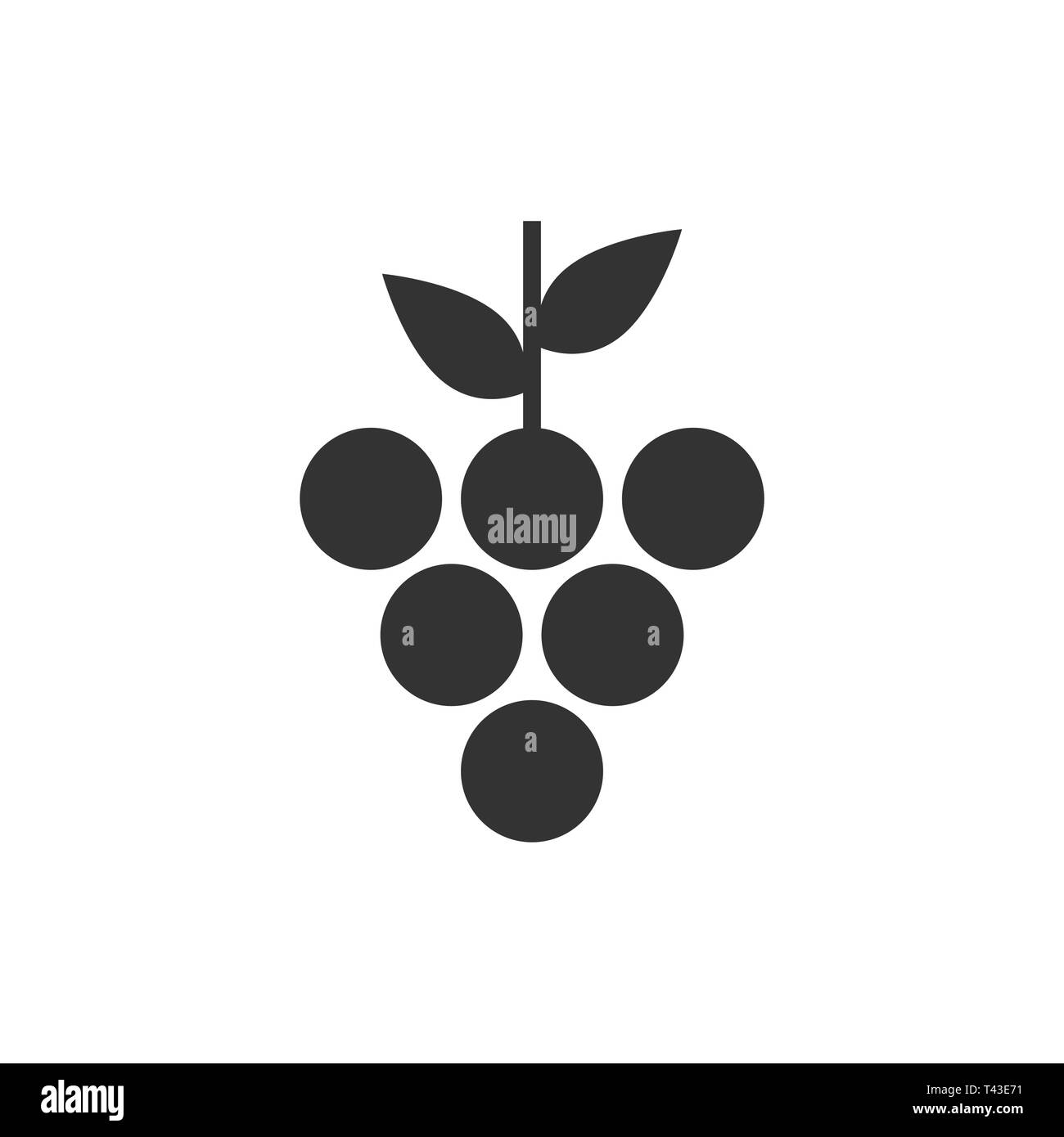 Grape fruits sign icon in flat style. Grapevine vector illustration on white isolated background. Wine grapes business concept. Stock Vector