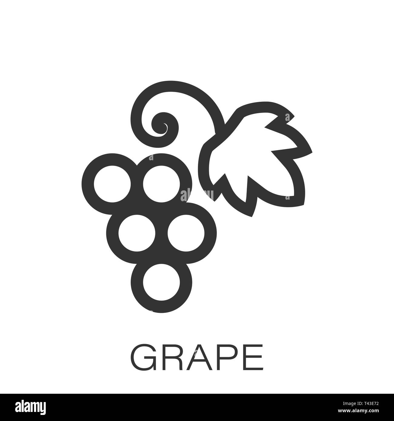 Grape fruits sign icon in flat style. Grapevine vector illustration on white isolated background. Wine grapes business concept. Stock Vector