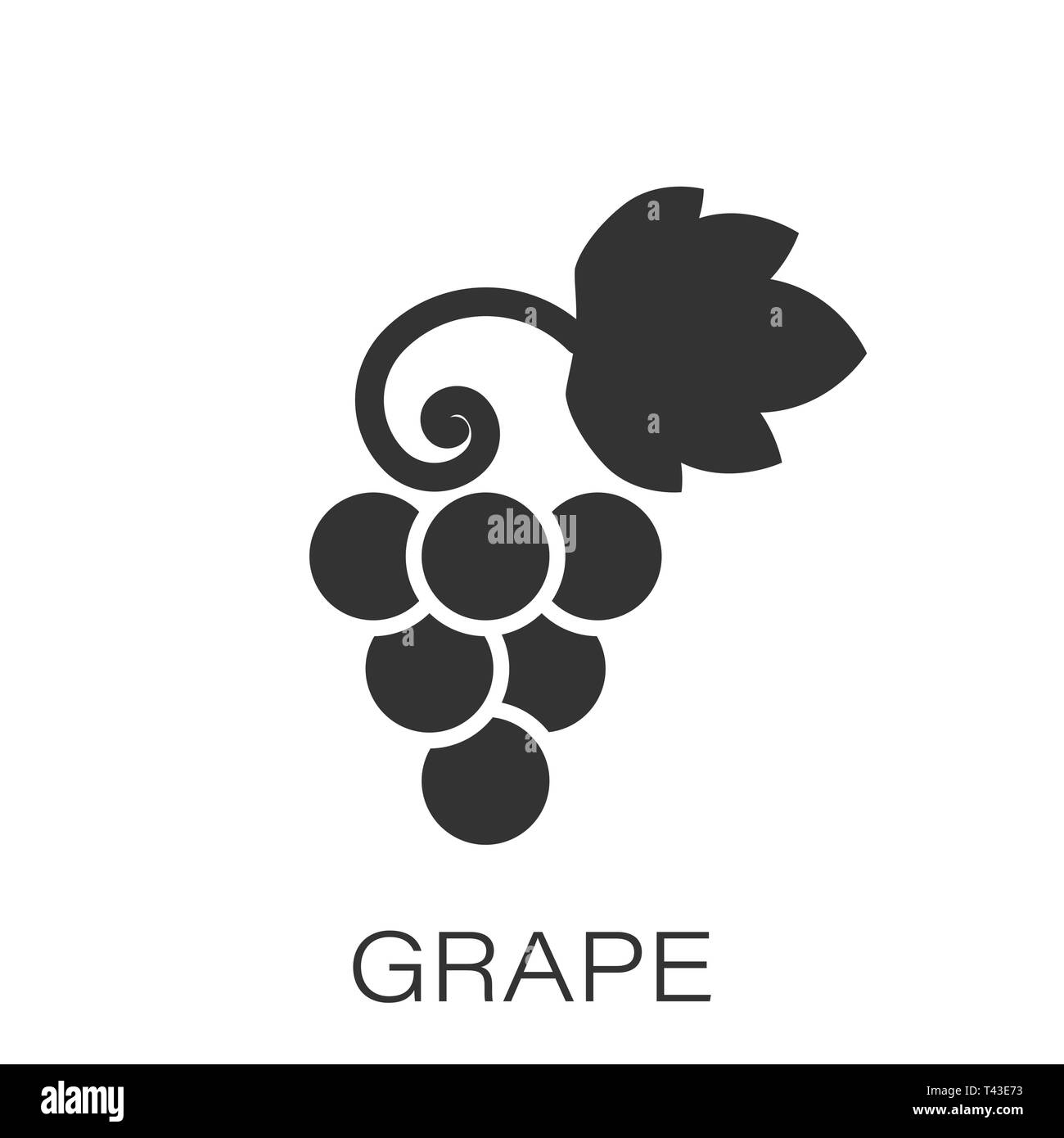 Grape fruits sign icon in flat style. Grapevine vector illustration on white isolated background. Wine grapes business concept. Stock Vector