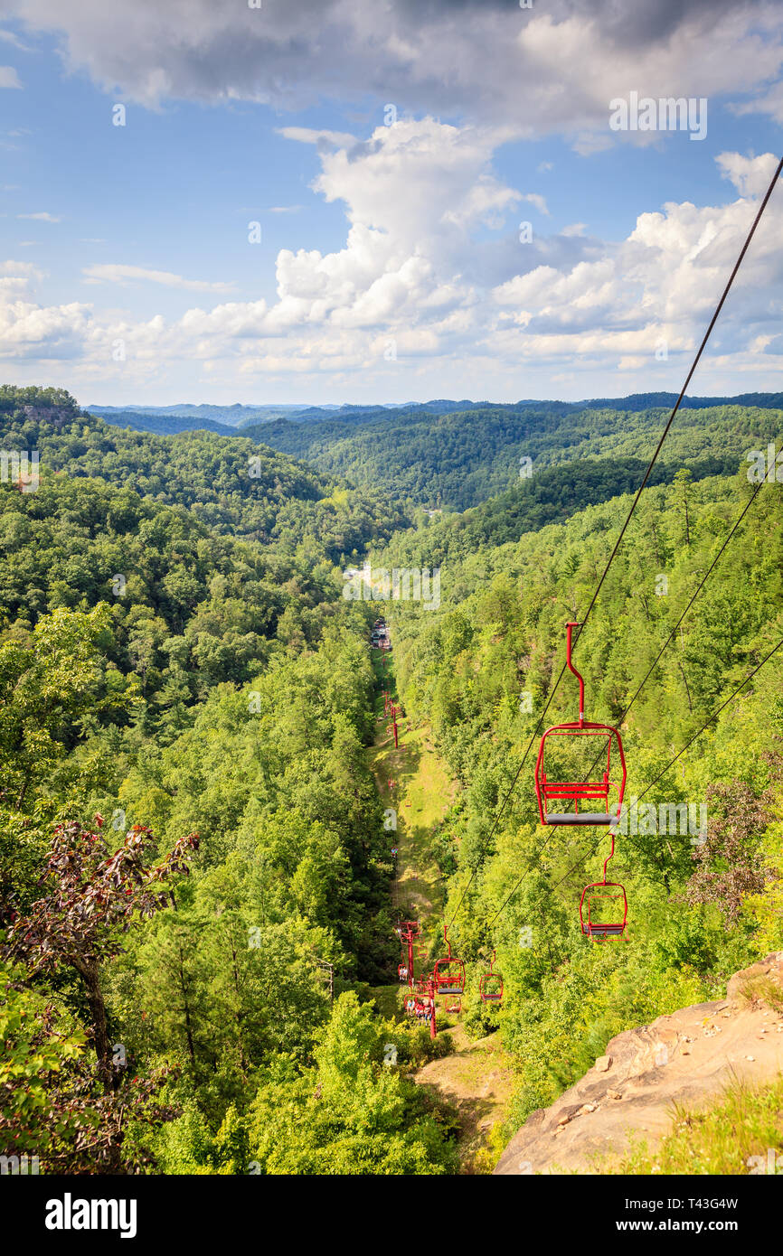 Skylift to Natural Bridge in Red River Gorge in Kentucky Stock Photo