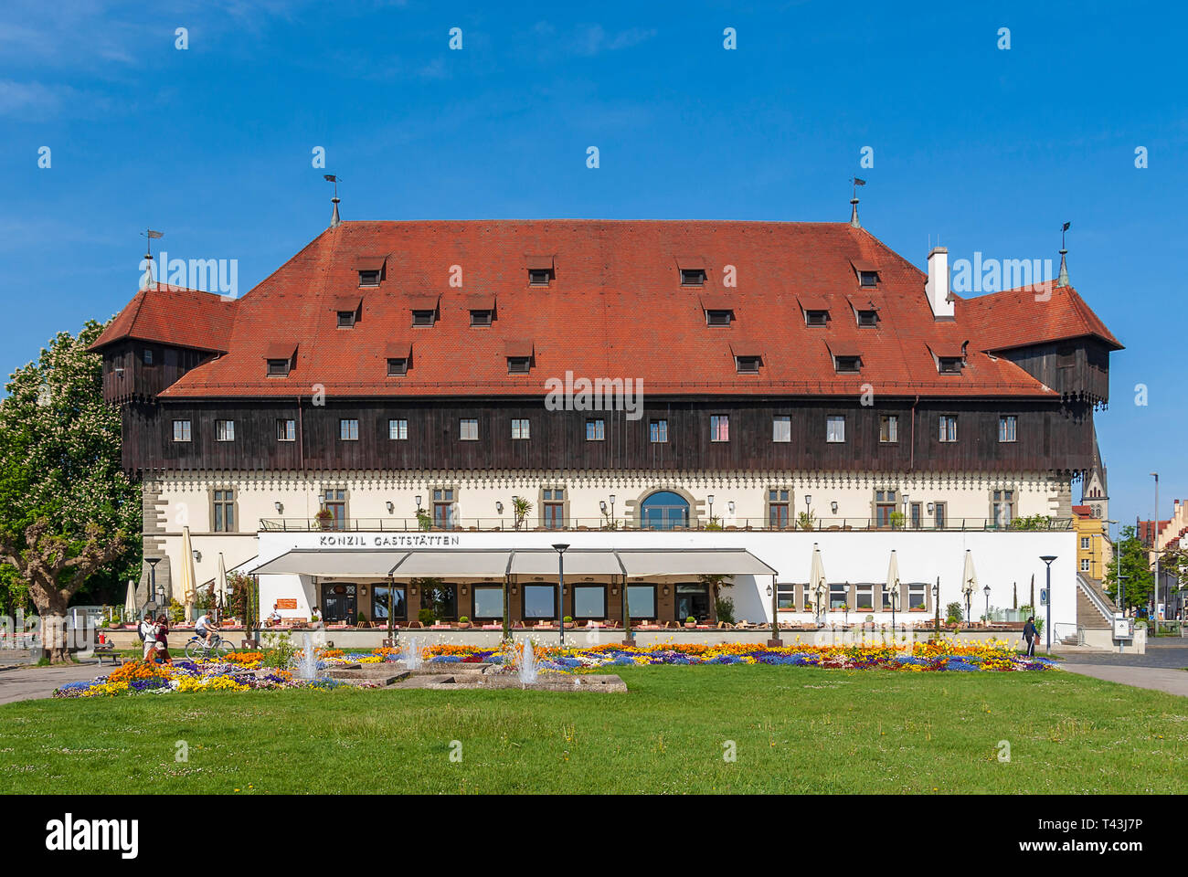 Konstanz at Lake Constance, Germany - May 10, 2009: View of the famous Concile Building where the Concile of Constance took place from 1414 to 1418. Stock Photo