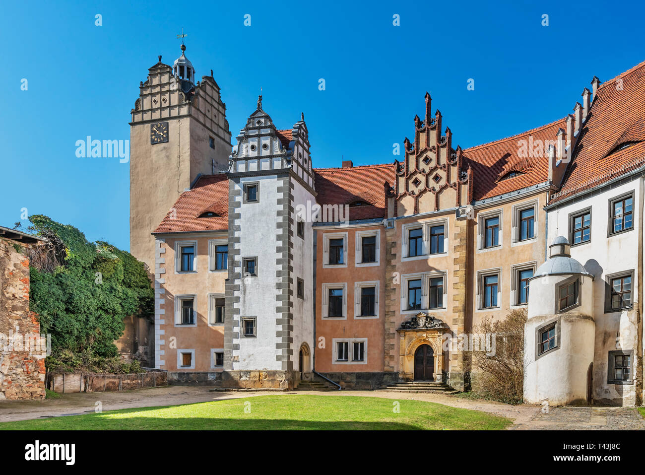 The Castle Strehla is a castle in the town Strehla, administrative district Meissen, Saxony, Germany, Europe Stock Photo