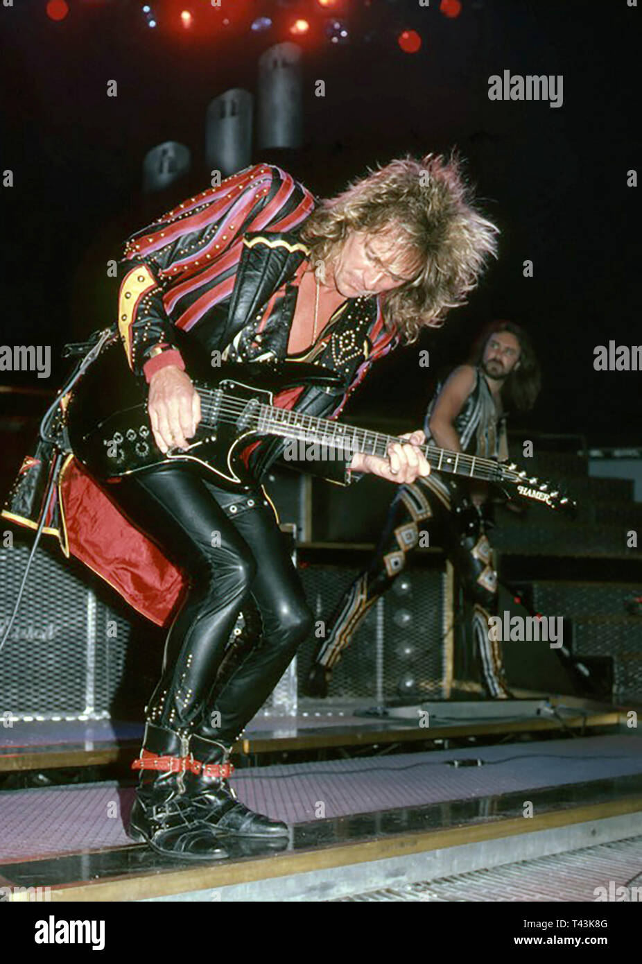 JUDAS PRIEST English heavy metal rock group in 1984. Photo: Jeffrey Mayer Stock Photo