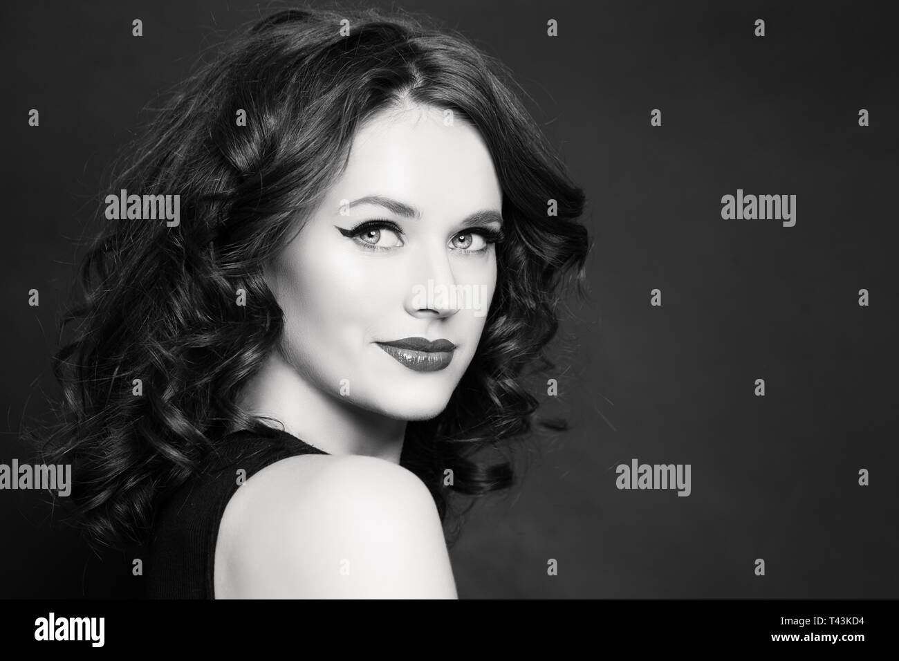 Beautiful woman black and white portrait Stock Photo - Alamy