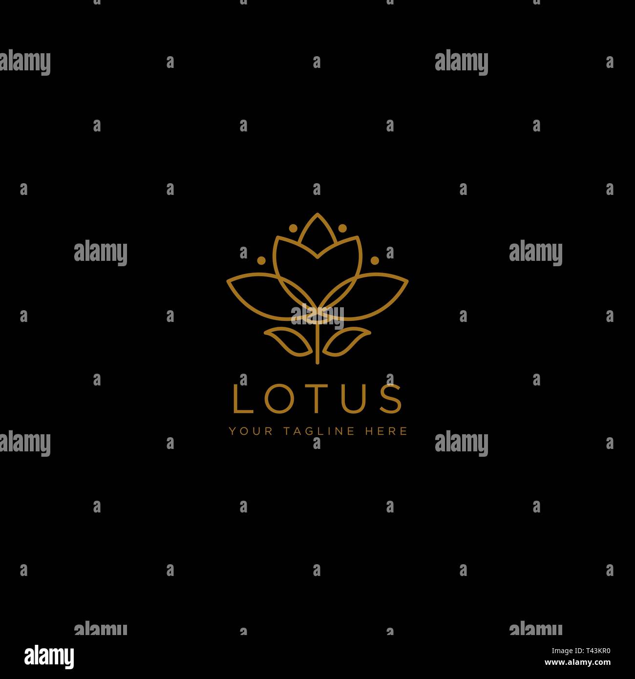 flower floral line beauty premium simple logo template Stock Vector