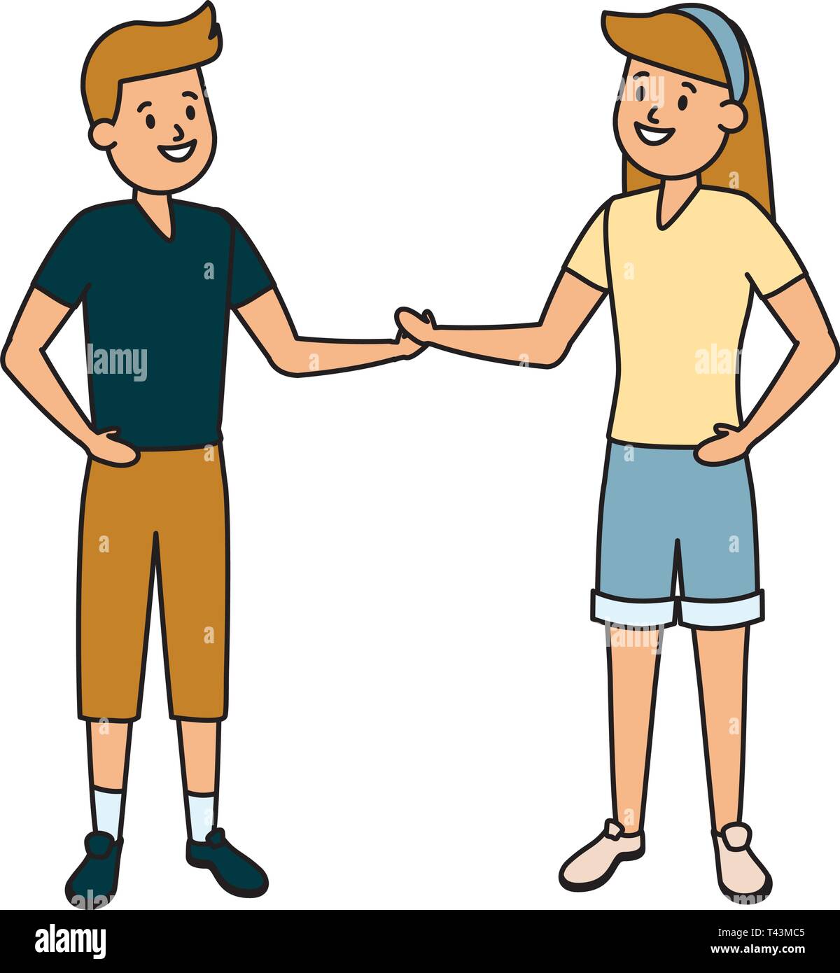 happy girl and boy Stock Vector Image & Art - Alamy