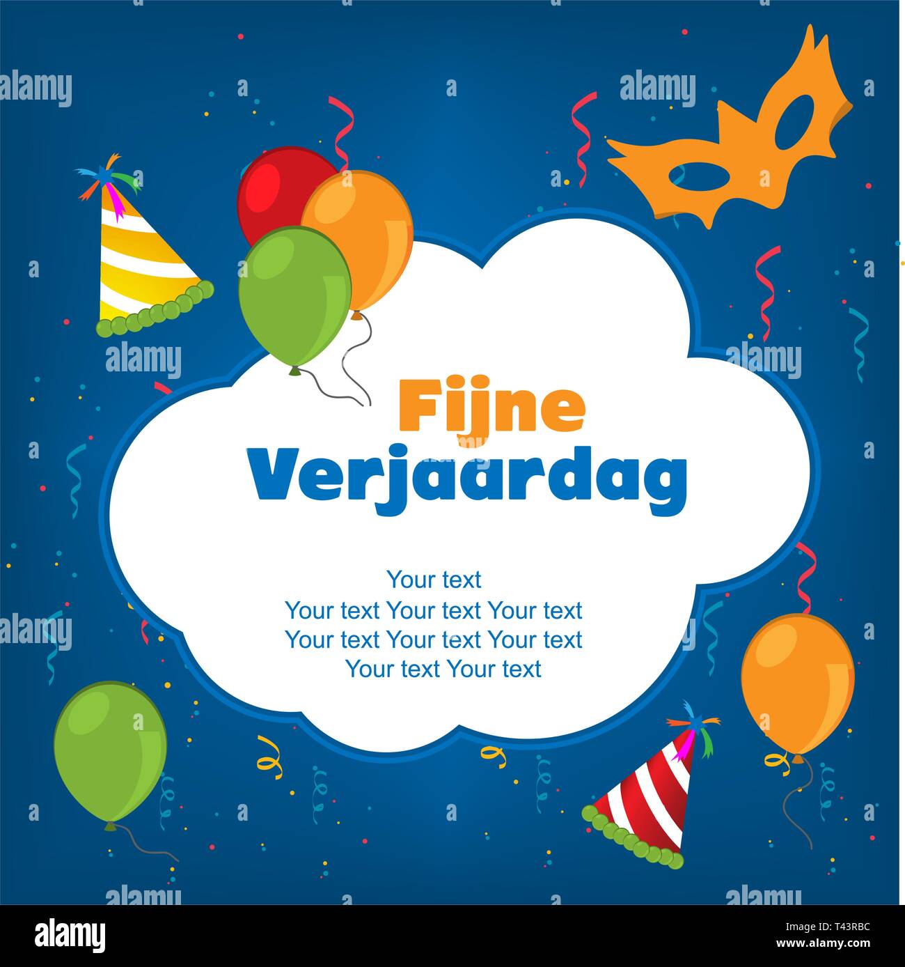 Happy Birthday in Dutch. fijne verjaardag Vector Image & Art - Alamy
