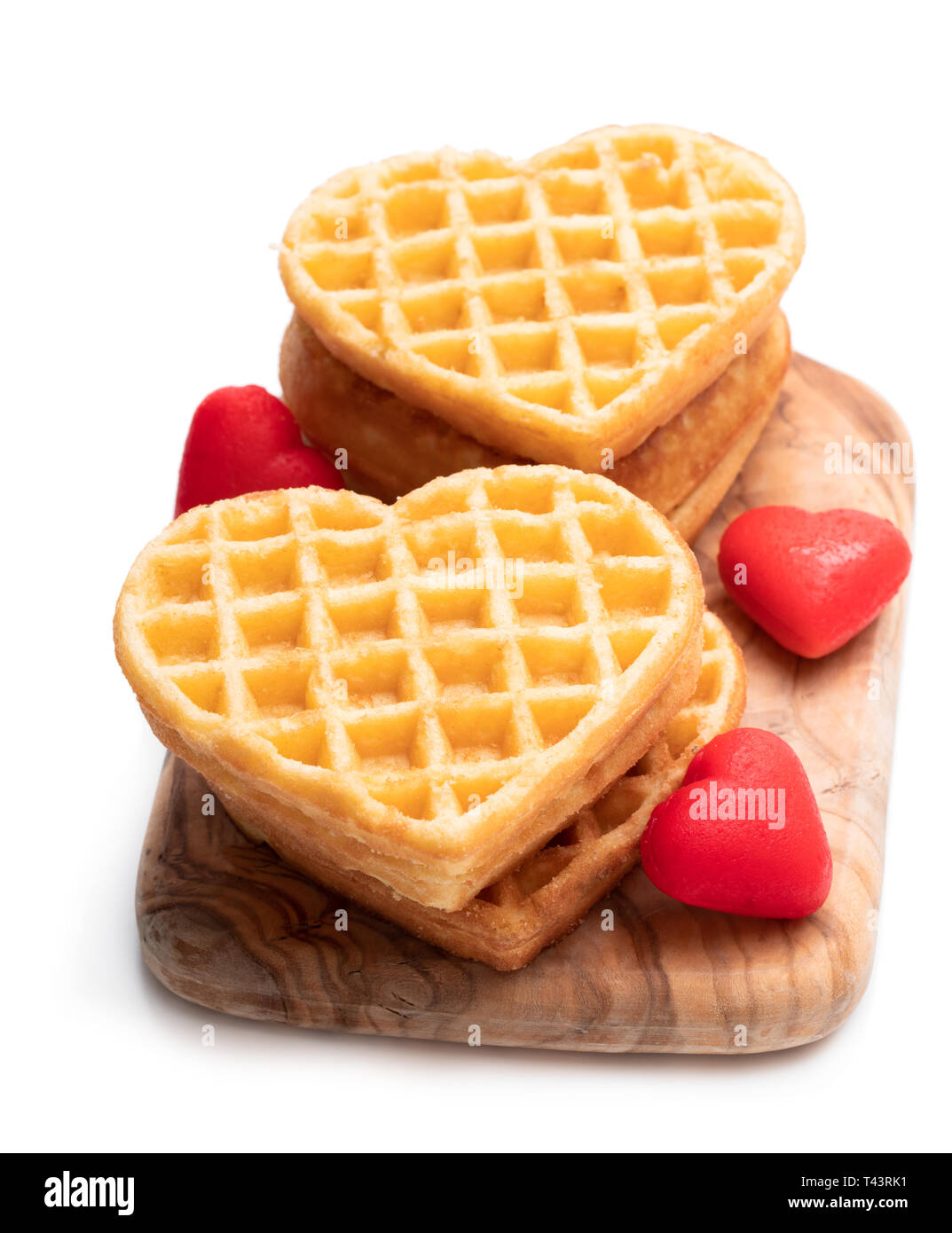 Stacks of heart shaped waffles isolated on white Stock Photo Alamy