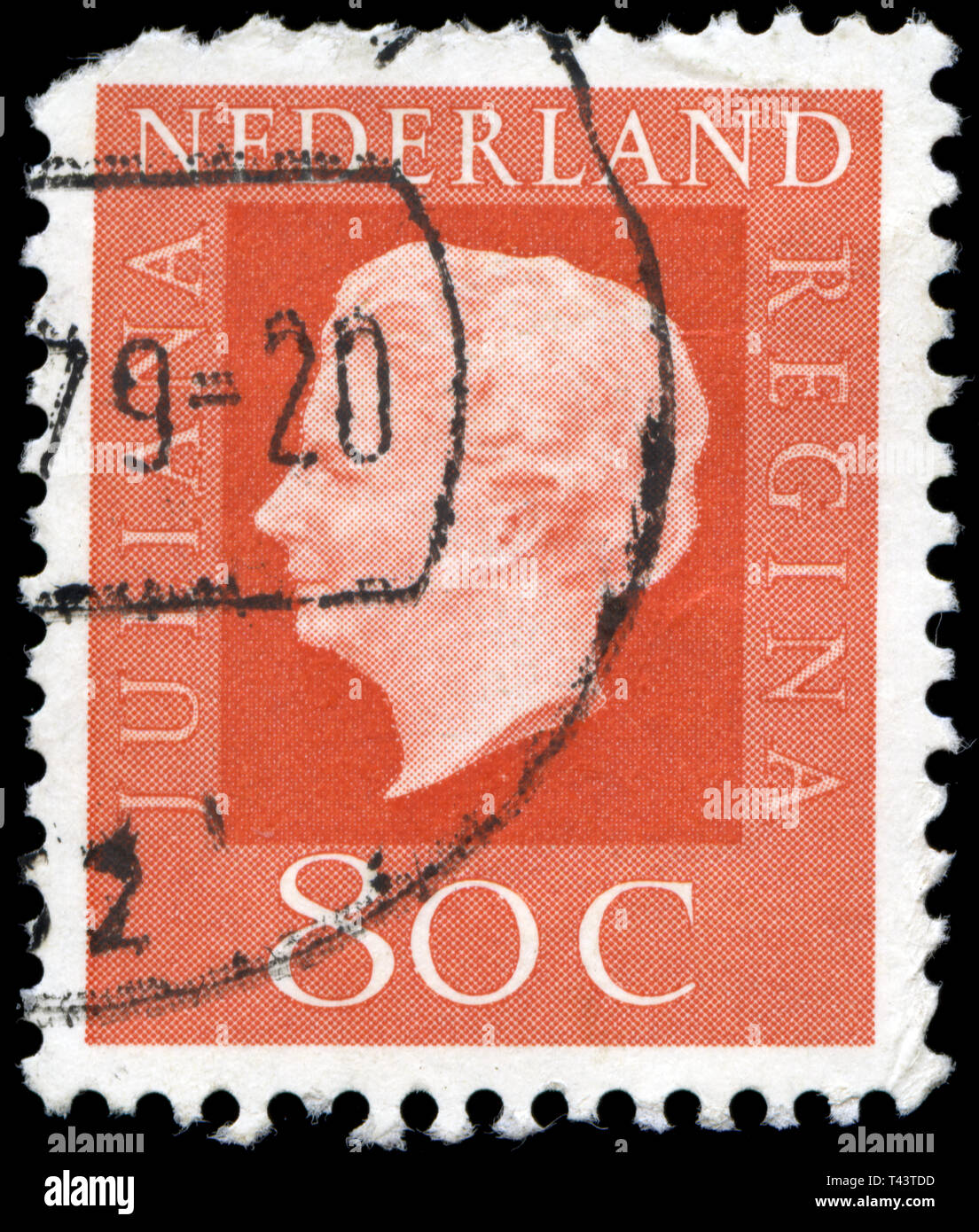 Postage stamp from the Netherlands in the Queen Juliana- Type 'Regina' series issued in 1972 Stock Photo