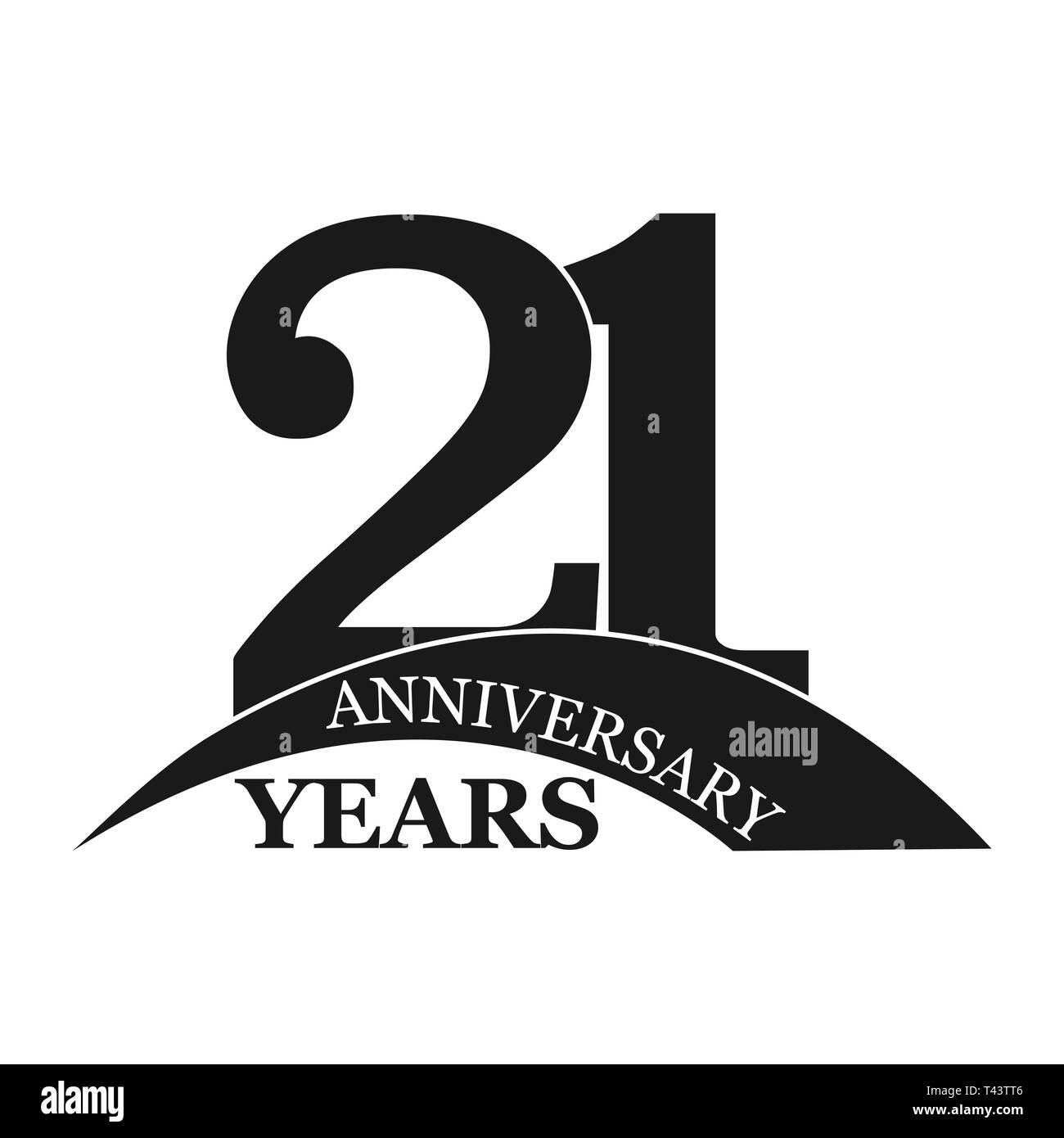 21 years anniversary, flat simple design, logo Stock Vector