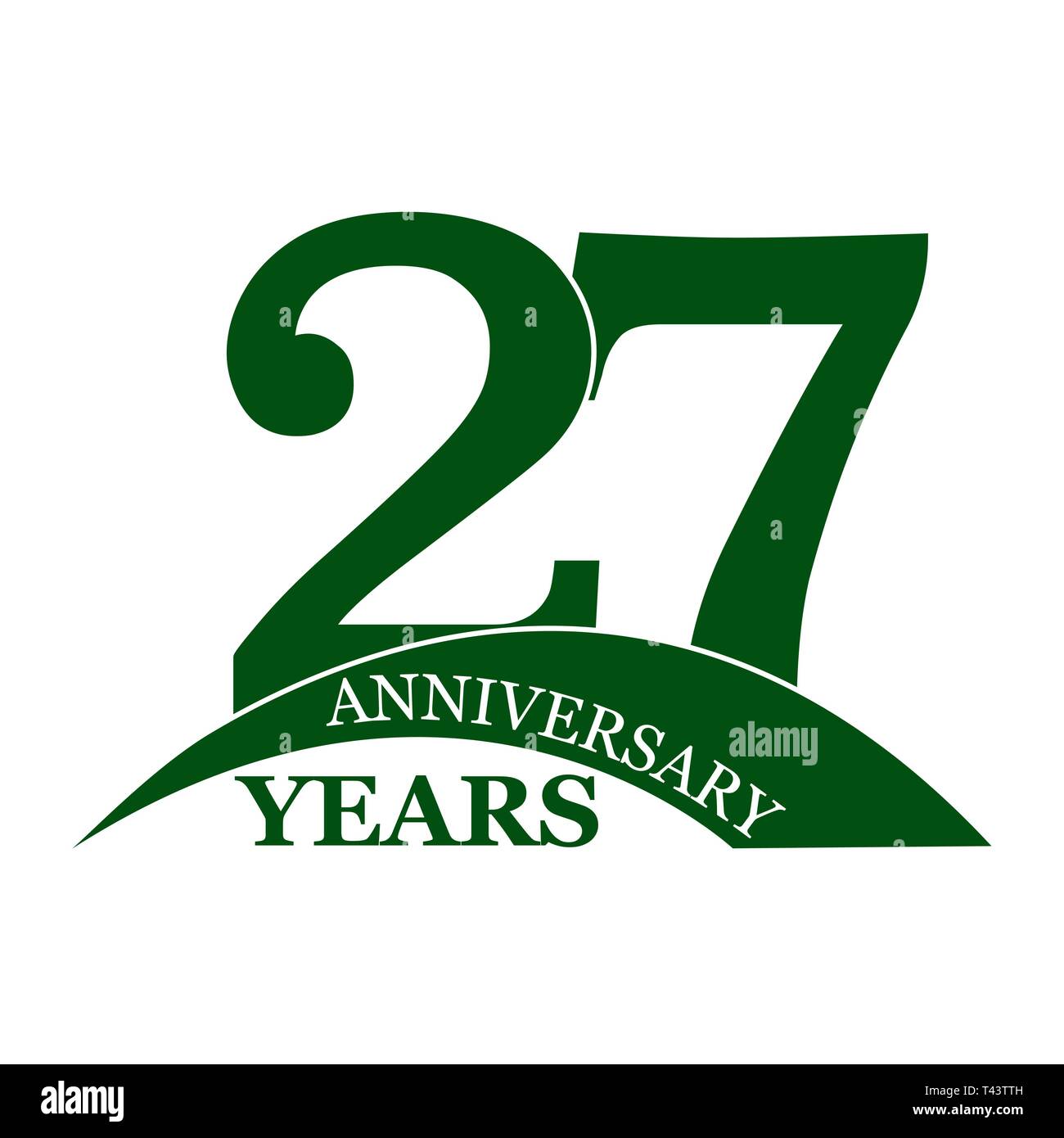 27 years anniversary flat simple design logo Stock Vector Image