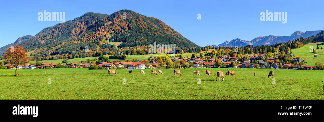 Fall panorama from Buching in Eastern Allgäu Stock Photo