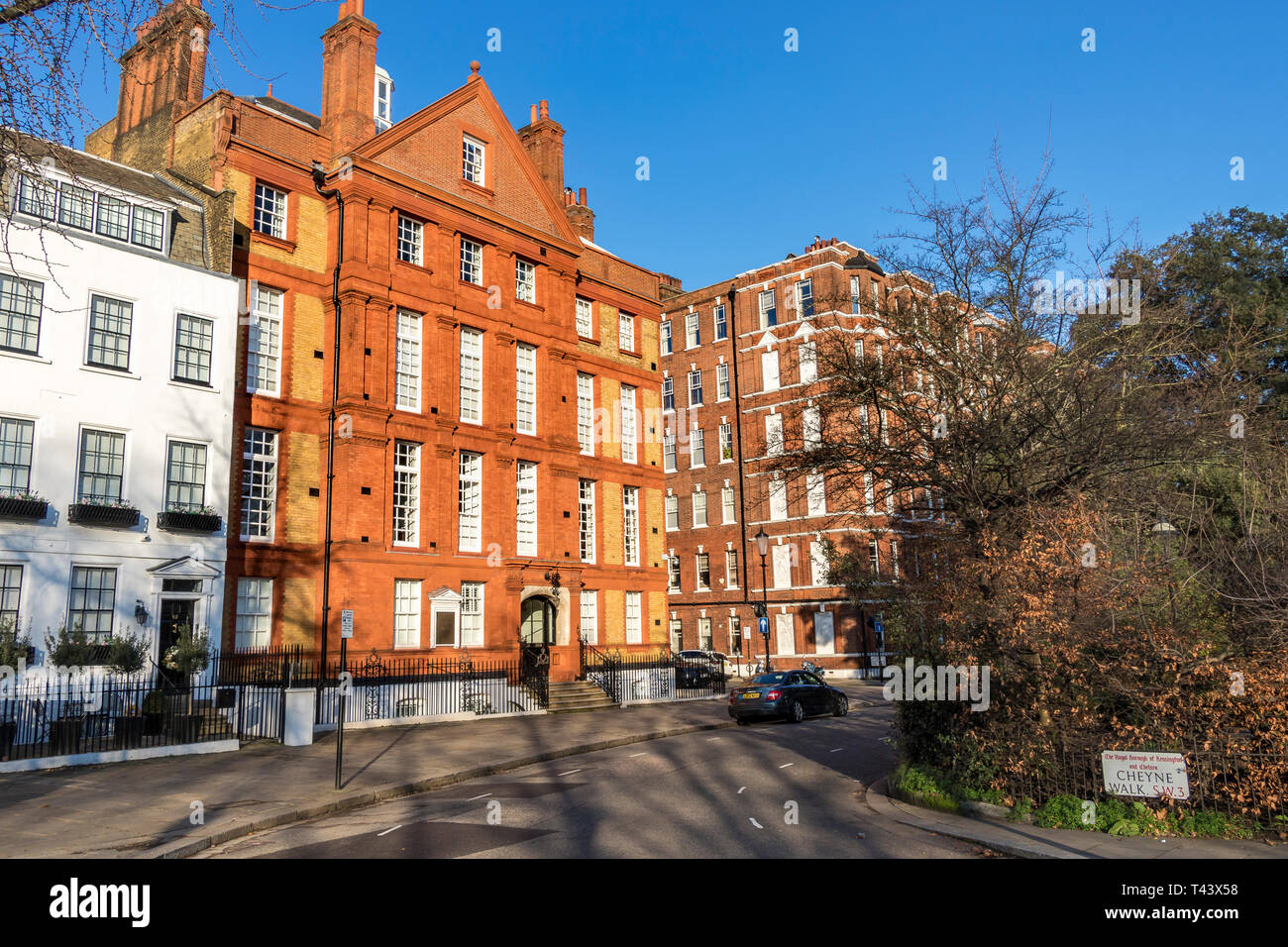 62 Cheyne Walk ,Grade II Listed Building in Chelsea Riverside, London SW3 Stock Photo