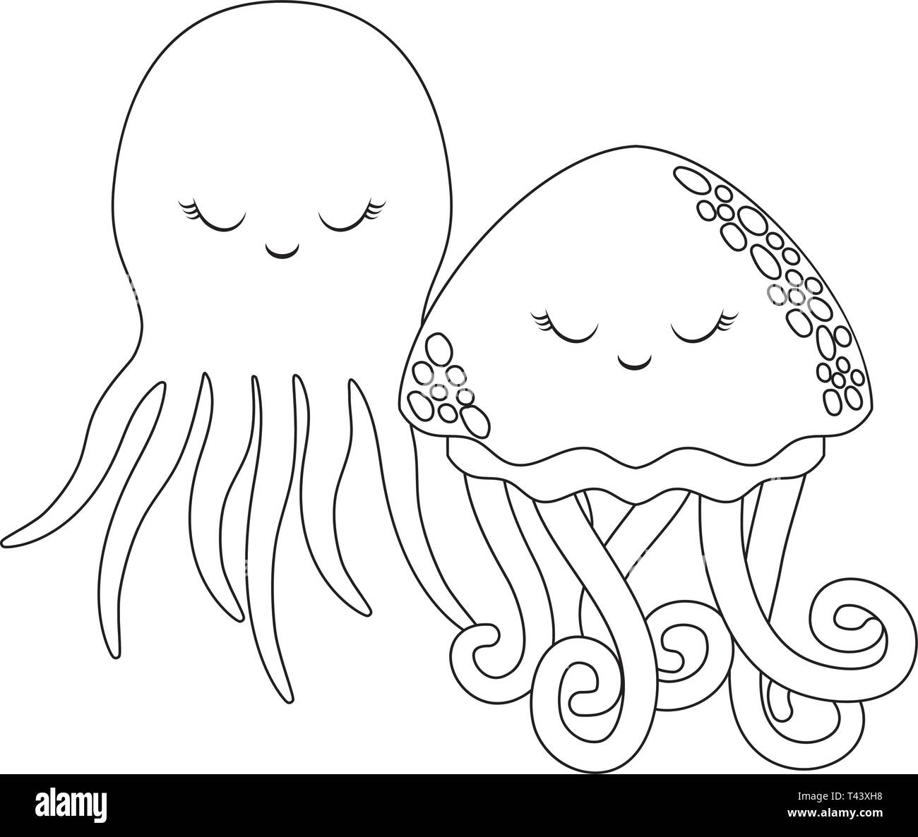cute jellyfish with octopus vector illustration design Stock Vector ...