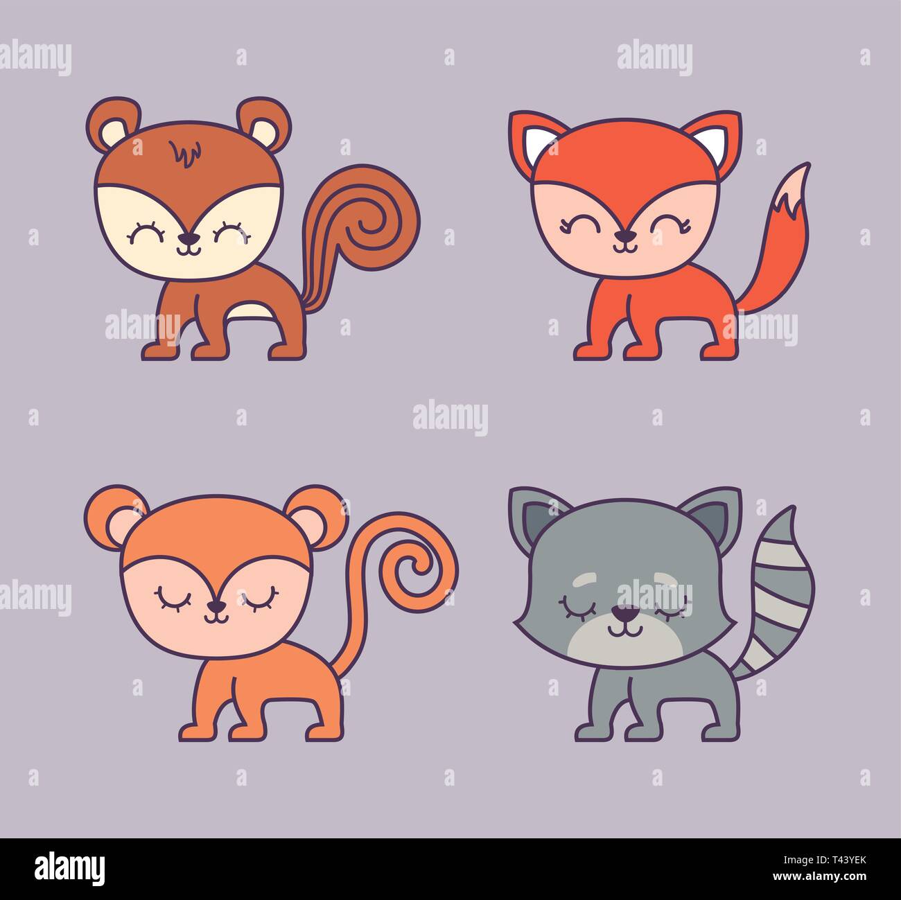 cute monkey and group of animals vector illustration design Stock ...