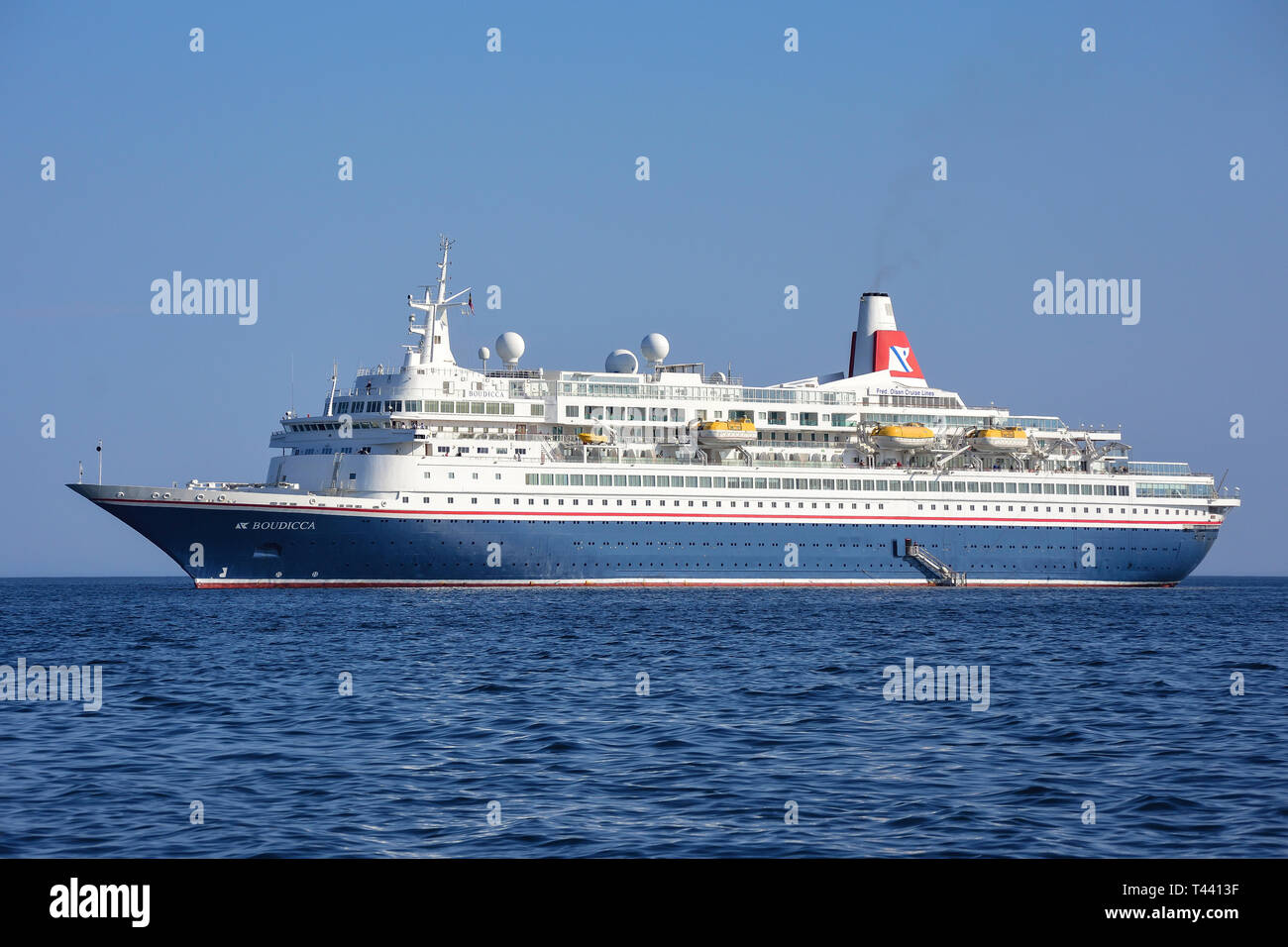 Fred Olsen 'Boudicca' cruise ship off Stornoway, Isle of Lewis, Outer Hebrides, Na h-Eileanan Siar, Scotland, United Kingdom Stock Photo