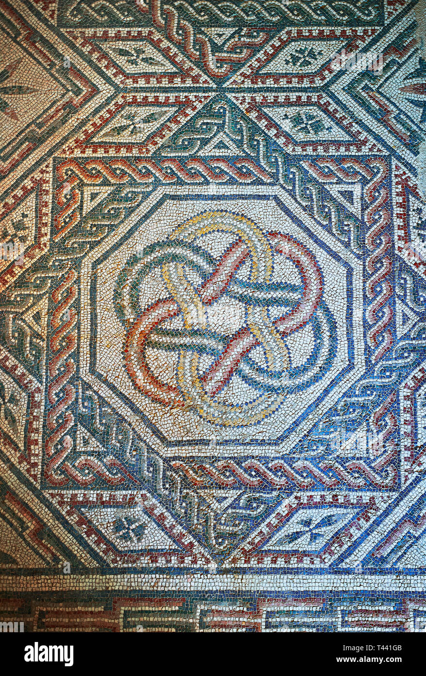 Close up picture of the Roman mosaics of the Room with Star Shaped
