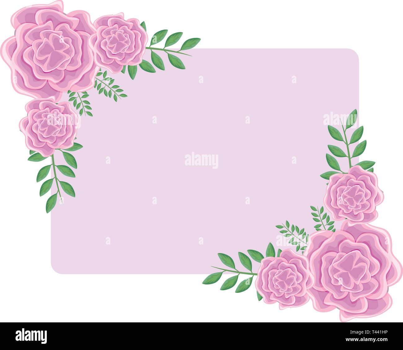 frame of beautiful flowers with branches and leafs vector illustration ...