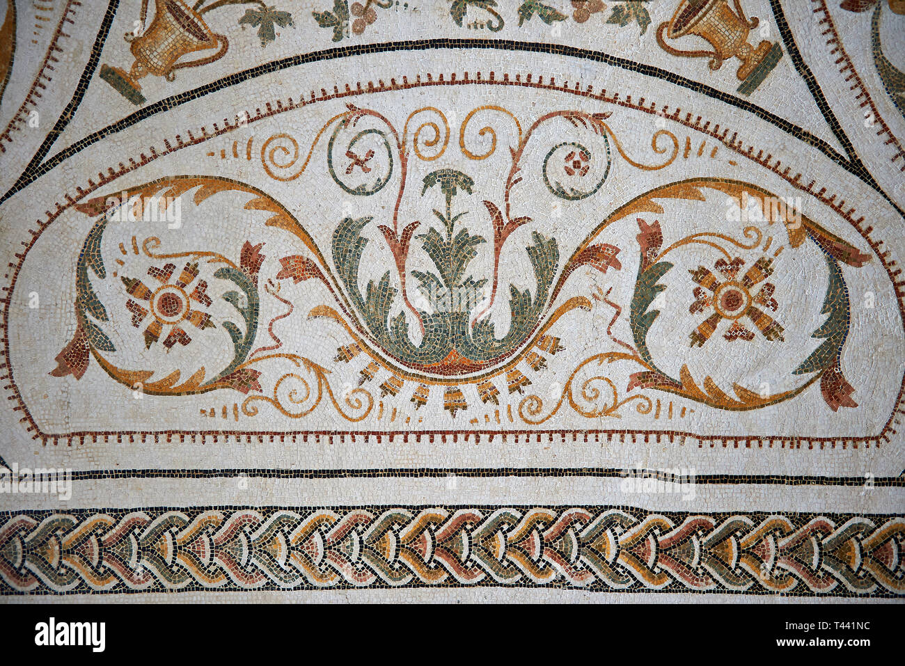 Picture of a Roman mosaics design depicting a geometric tendril designs