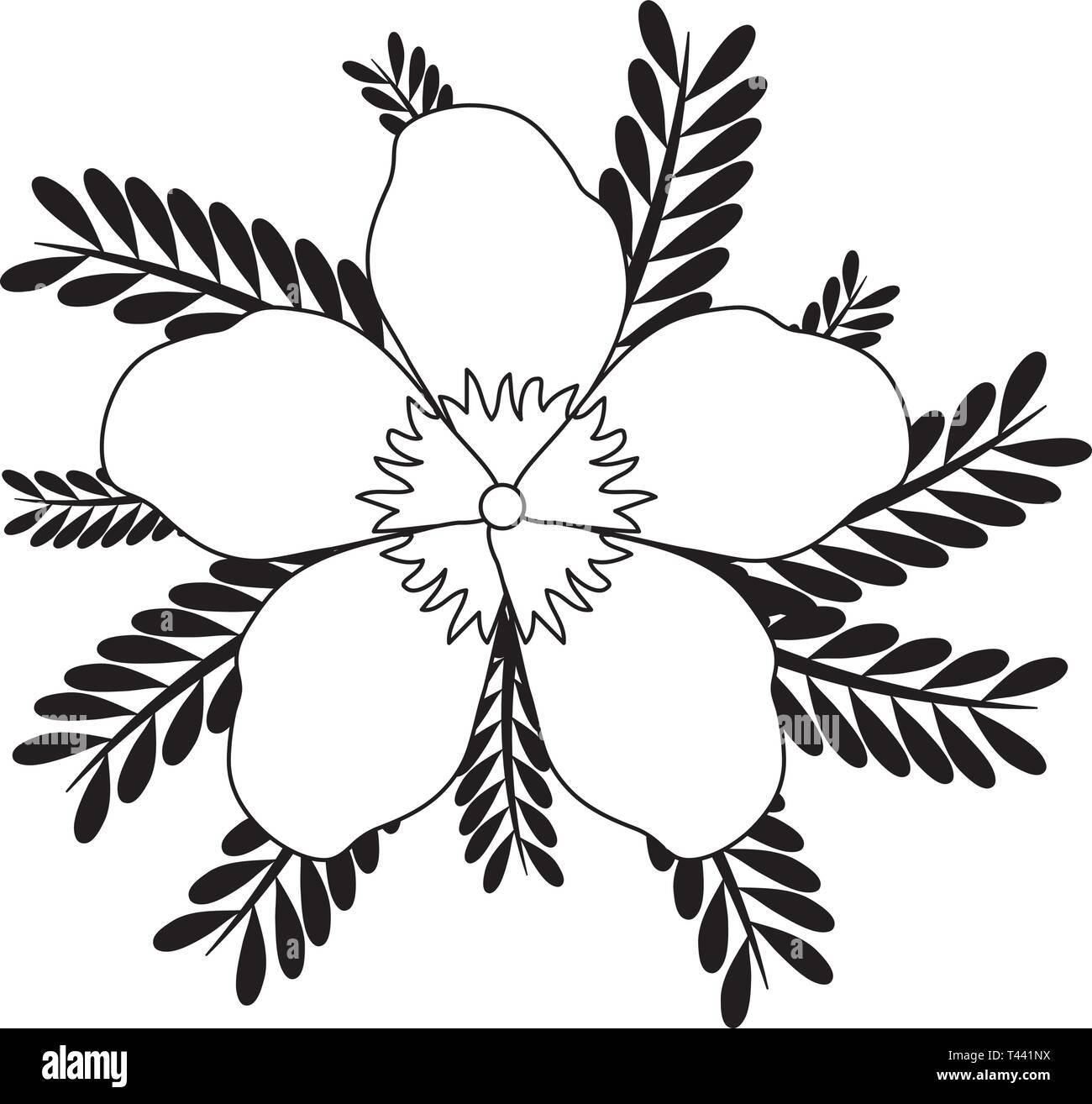 beautiful flowers with branches and leafs vector illustration design ...
