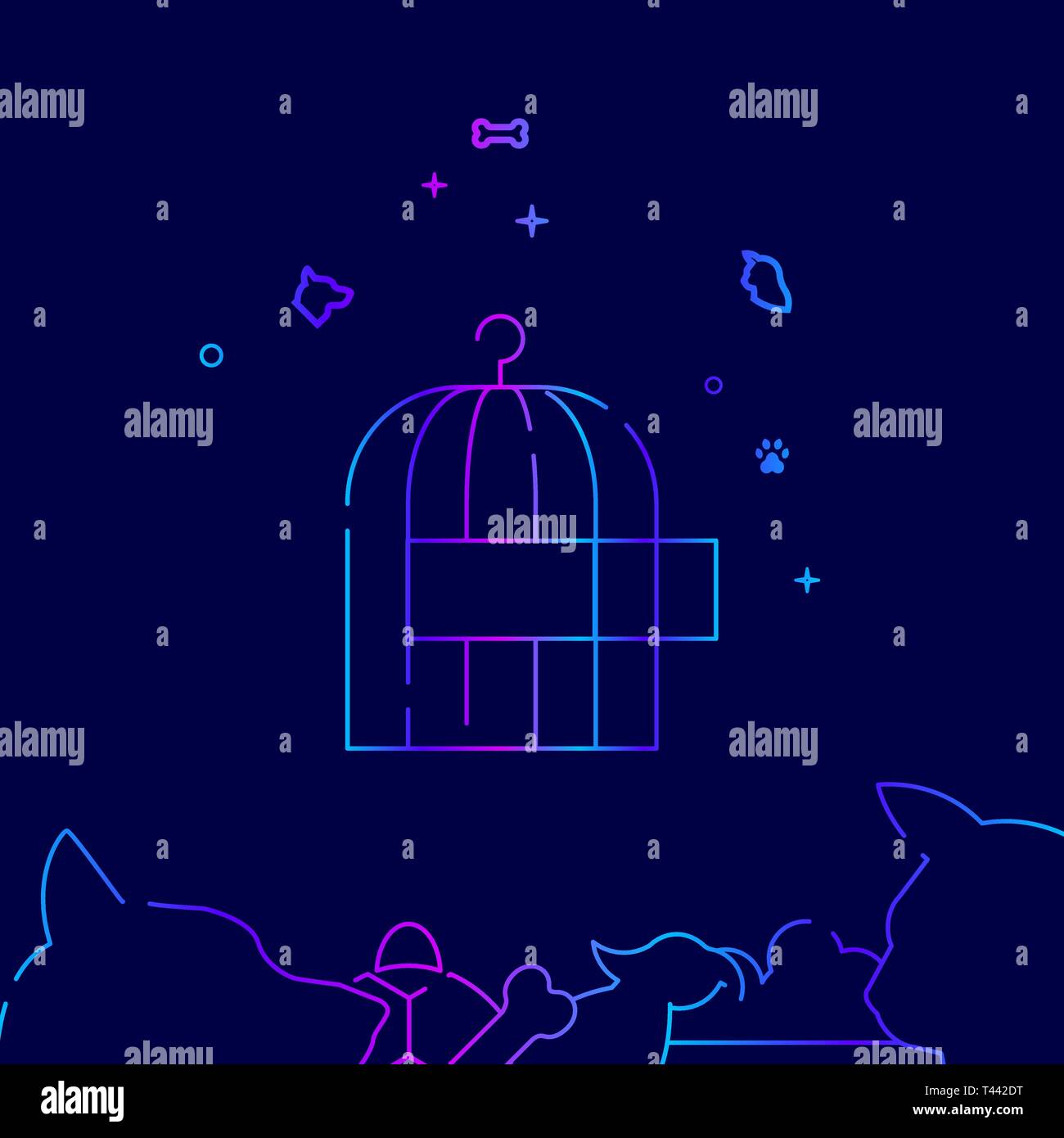 Cage for Birds, Birdcage Vector Line Illustration. Pet Gradient Icon ...