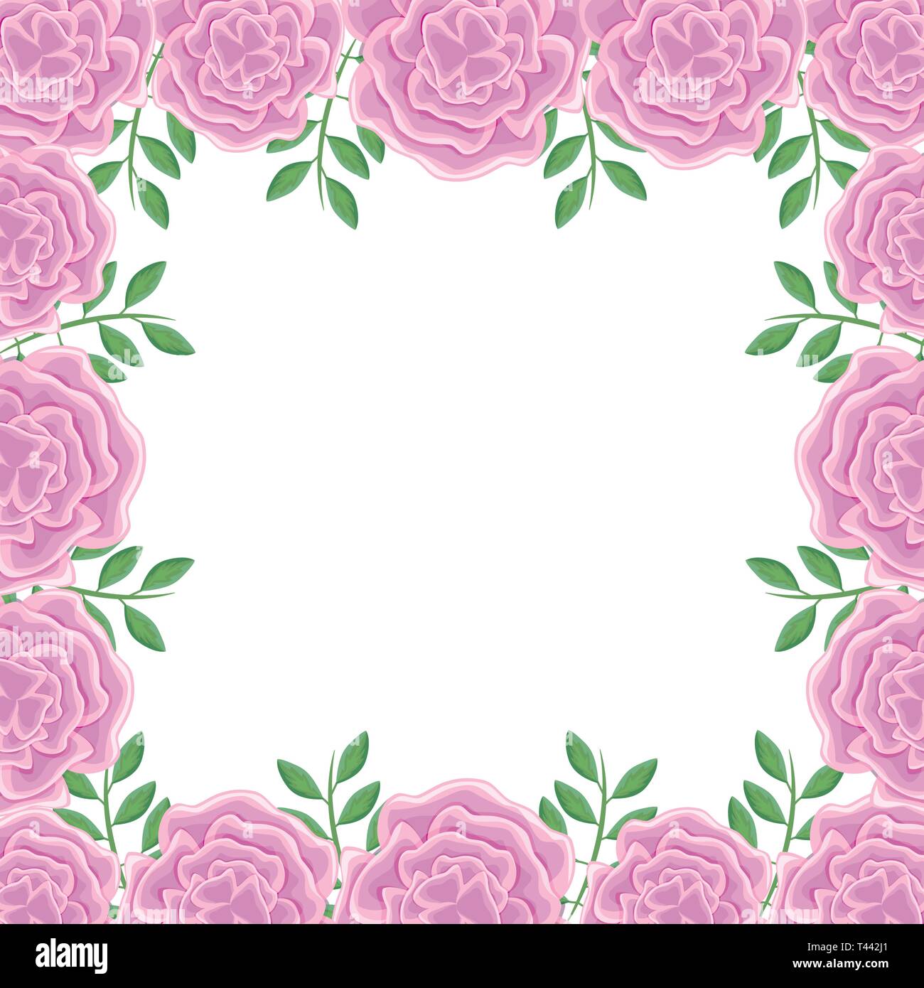 frame of beautiful flowers with branches and leafs vector illustration ...