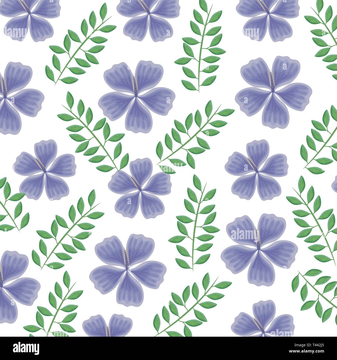 pattern of beautiful flowers with branches and leafs vector ...