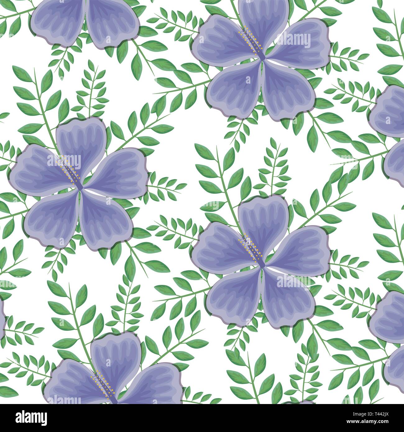 pattern of beautiful flowers with branches and leafs vector ...