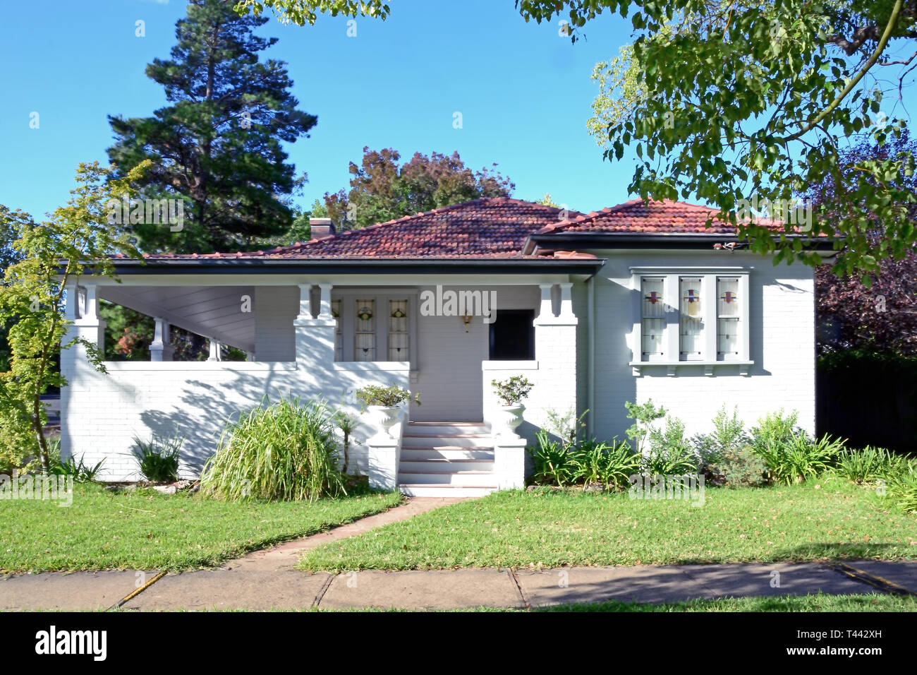 Australian suburban Late Federation home c1920. Stock Photo