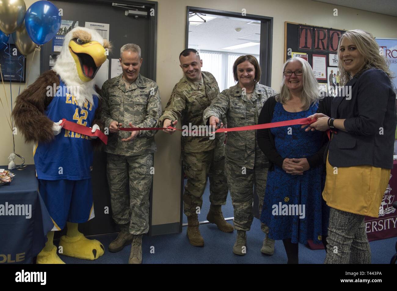EmbryRiddle Aeronautical University grand reopening attendees cut a