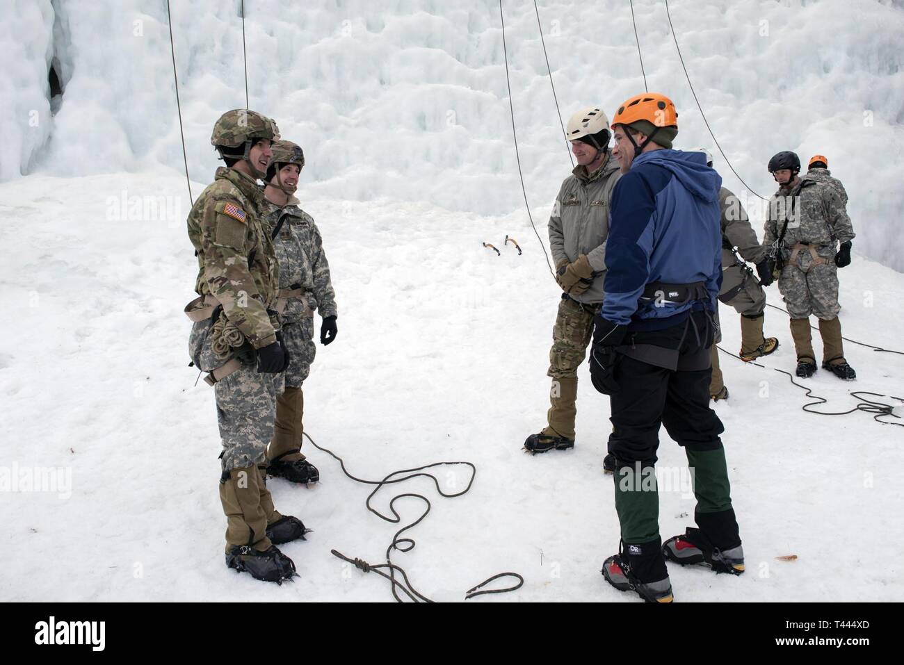 Secretary of the Army Dr. Mark T. Esper speaks with Soldiers at the