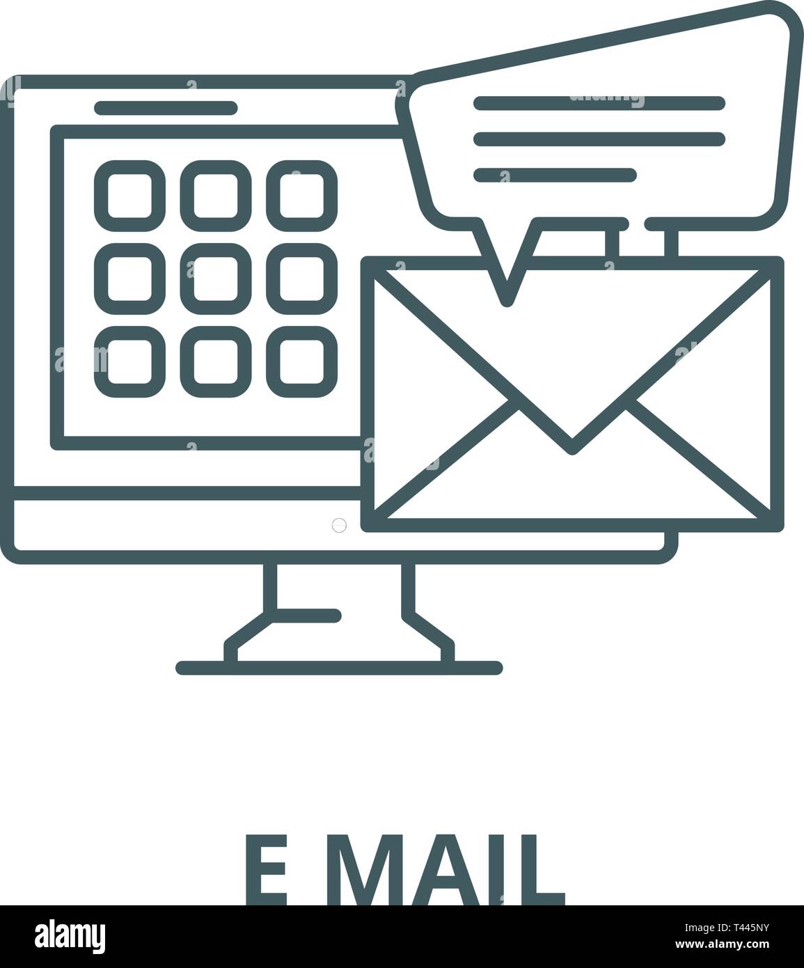 E mail line icon, vector. E mail outline sign, concept symbol, flat ...