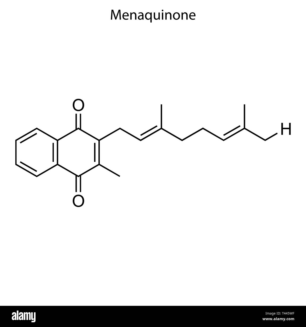 Skeletal formula of menaquinone. Vitamin K 2 chemical molecule Stock